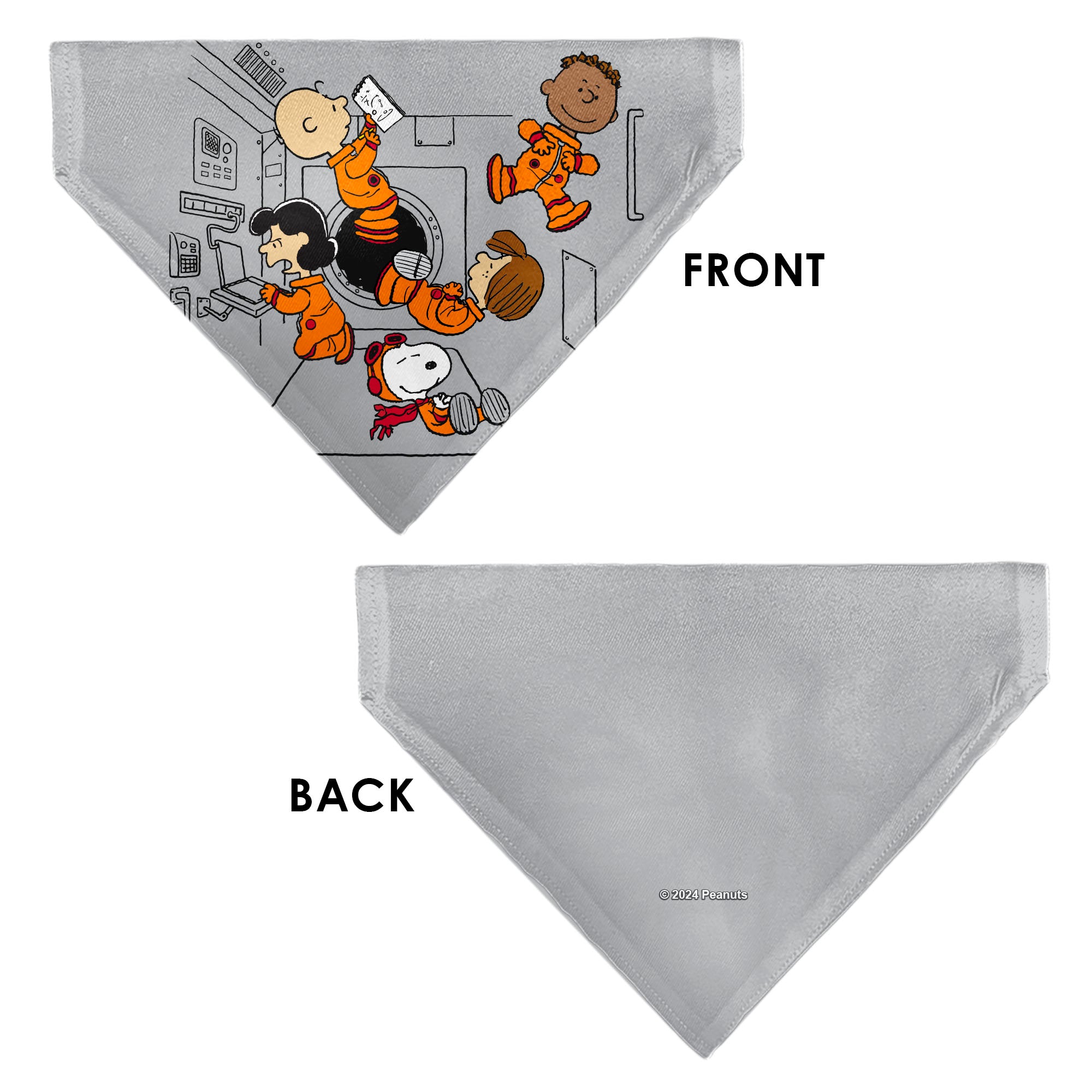 Pet Bandana - Peanuts Gang Floating Astronauts Group Pose Gray Pet Bandanas Peanuts