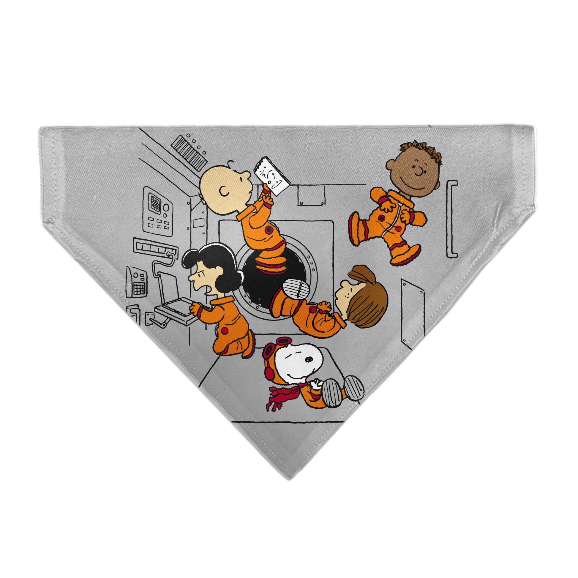 Pet Bandana - Peanuts Gang Floating Astronauts Group Pose Gray Pet Bandanas Peanuts