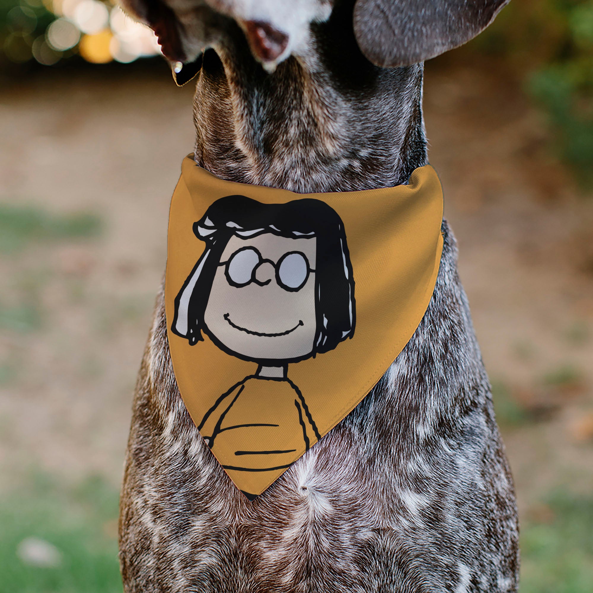 Pet Bandana - Peanuts Marcie Smiling Face Pose Yellow Pet Bandanas Peanuts