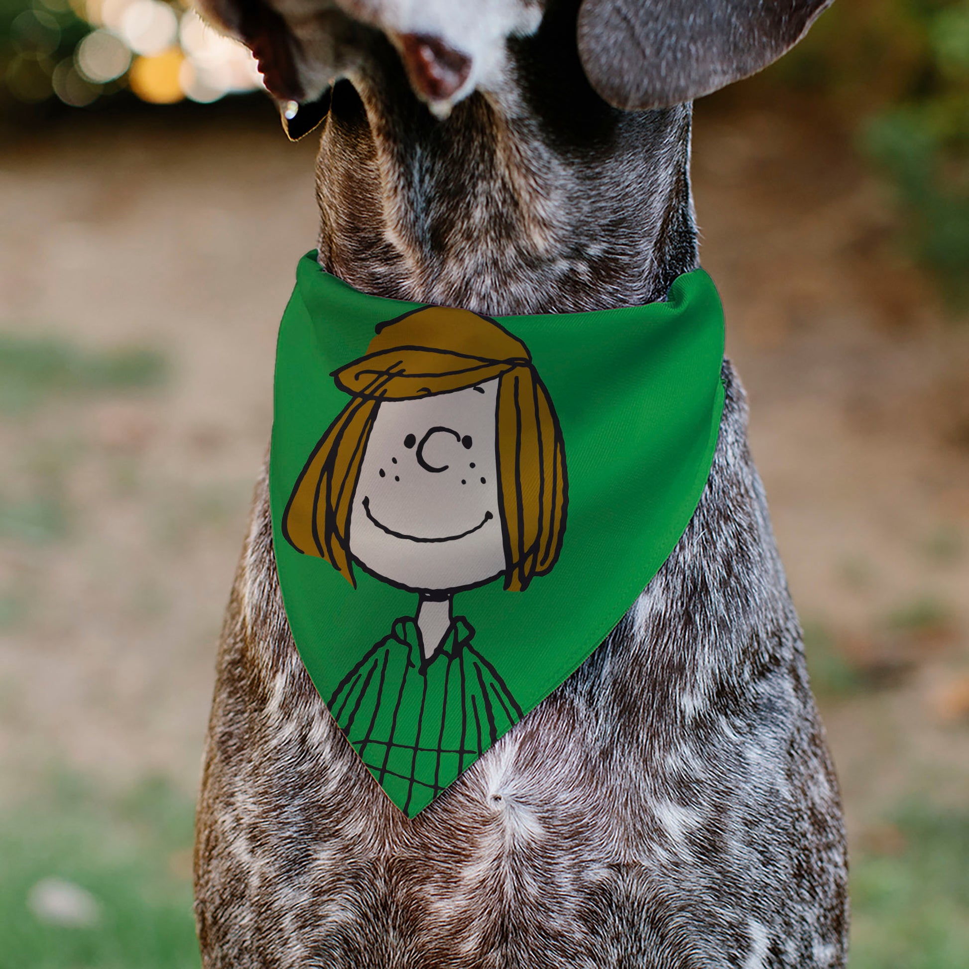 Pet Bandana - Peanuts Peppermint Patty Smiling Face Pose Green Pet Bandanas Peanuts