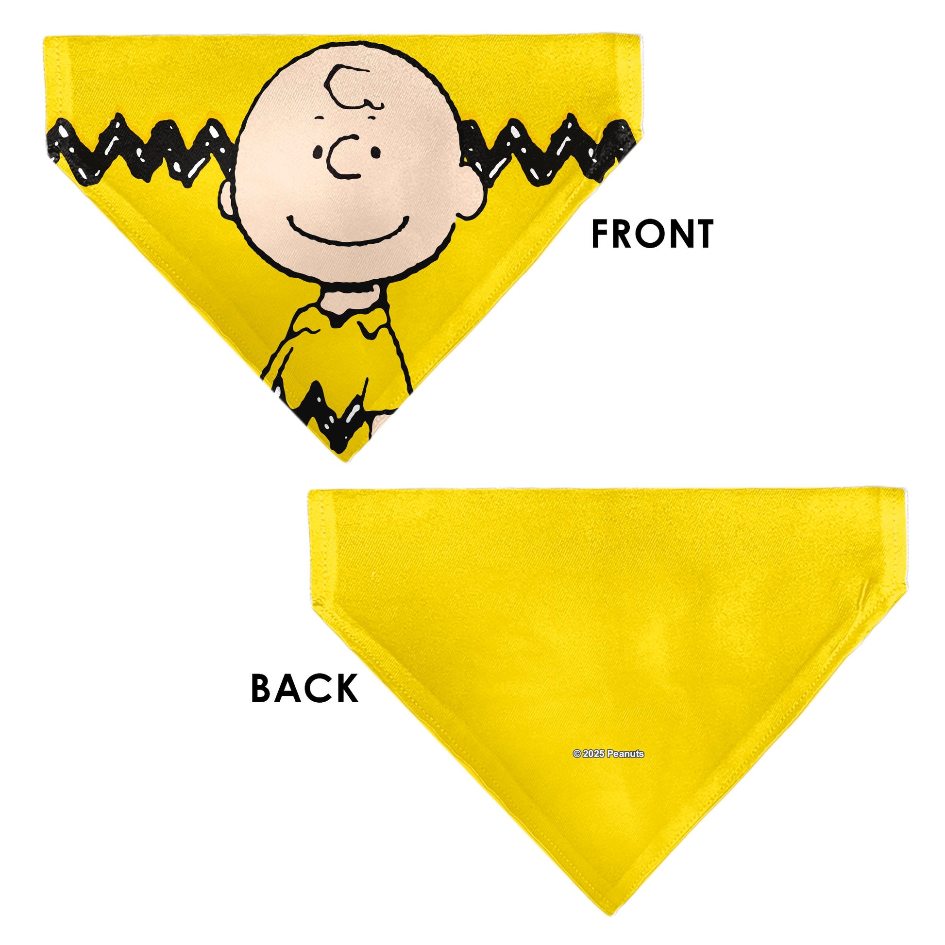 Pet Bandana - Peanuts Charlie Brown Smiling Face Pose with Stripe Yellow Pet Bandanas Peanuts