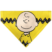 Pet Bandana - Peanuts Charlie Brown Smiling Face Pose with Stripe Yellow Pet Bandanas Peanuts