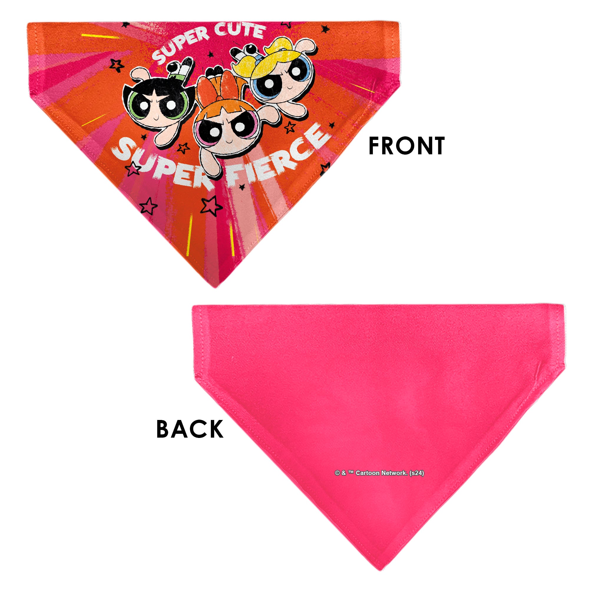Pet Bandana - Powerpuff Girls SUPER CUTE SUPER FIERCE Group Pose Pinks Pet Bandanas Powerpuff Girls