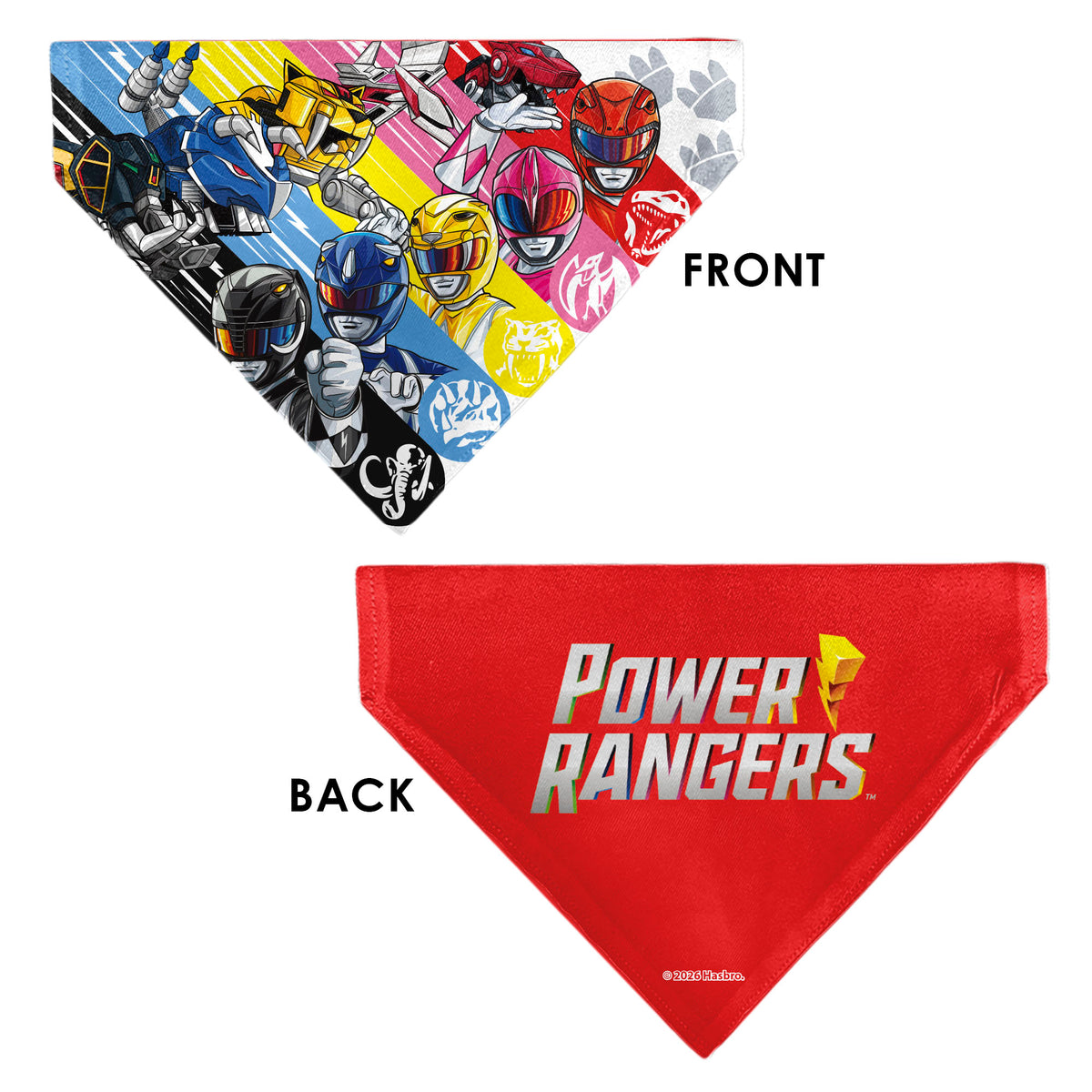 Pet Bandana - Power Rangers Pose and Zord Stripes Multi Color Pet Bandanas Power Rangers