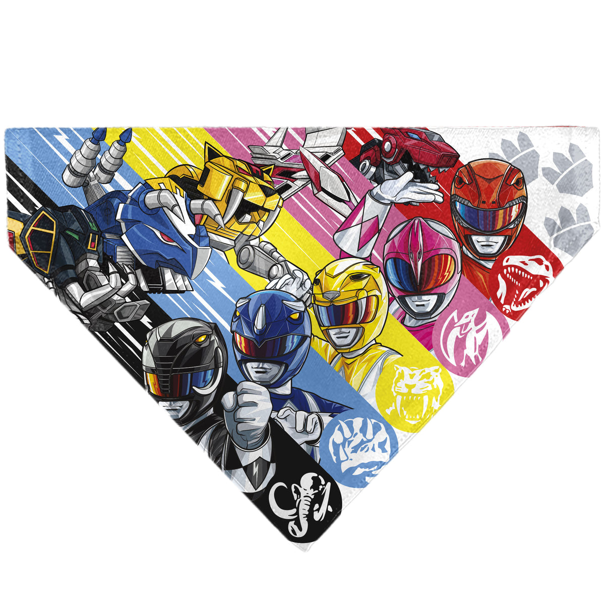 Pet Bandana - Power Rangers Pose and Zord Stripes Multi Color Pet Bandanas Power Rangers
