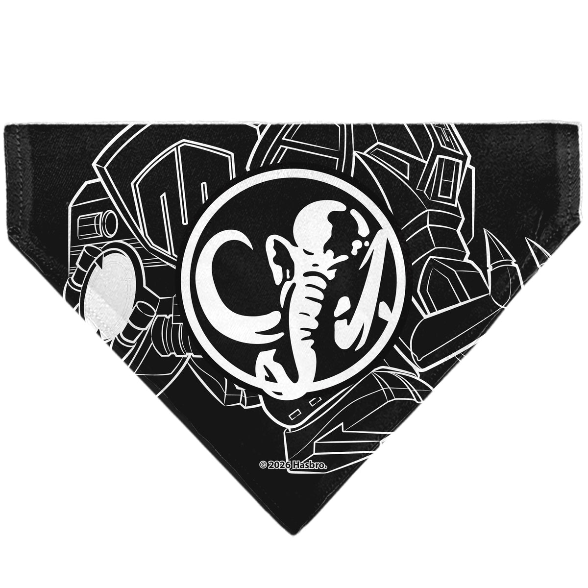 Pet Bandana - POWER RANGERS Black Mastodon Coin Icon and Zord Black/White Pet Bandanas Power Rangers