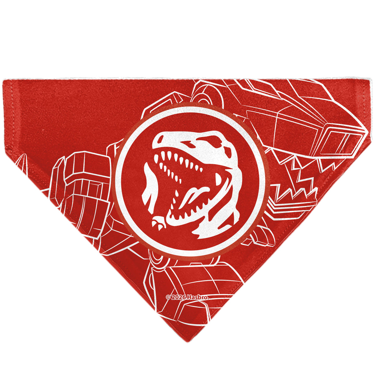 Pet Bandana - POWER RANGERS Red Ranger Tyrannosaurus Rex Coin Icon and Zord Red/White Pet Bandanas Power Rangers