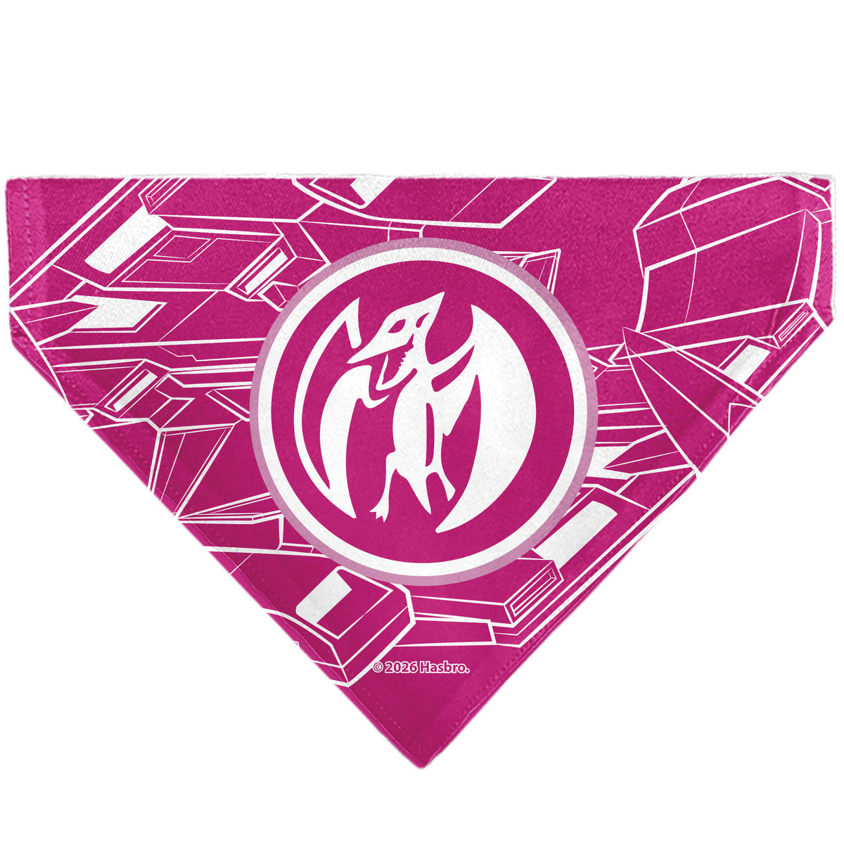 Pet Bandana - POWER RANGERS Pink Ranger Pterodactyl Coin Icon and Zord Pink/White Pet Bandanas Power Rangers