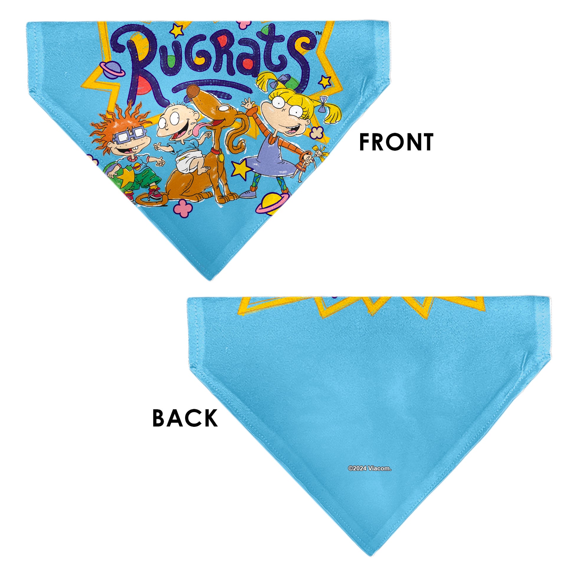 Pet Bandana - RUGRATS Four Character Group Pose and Title Logo Light Blue Pet Bandanas Rugrats