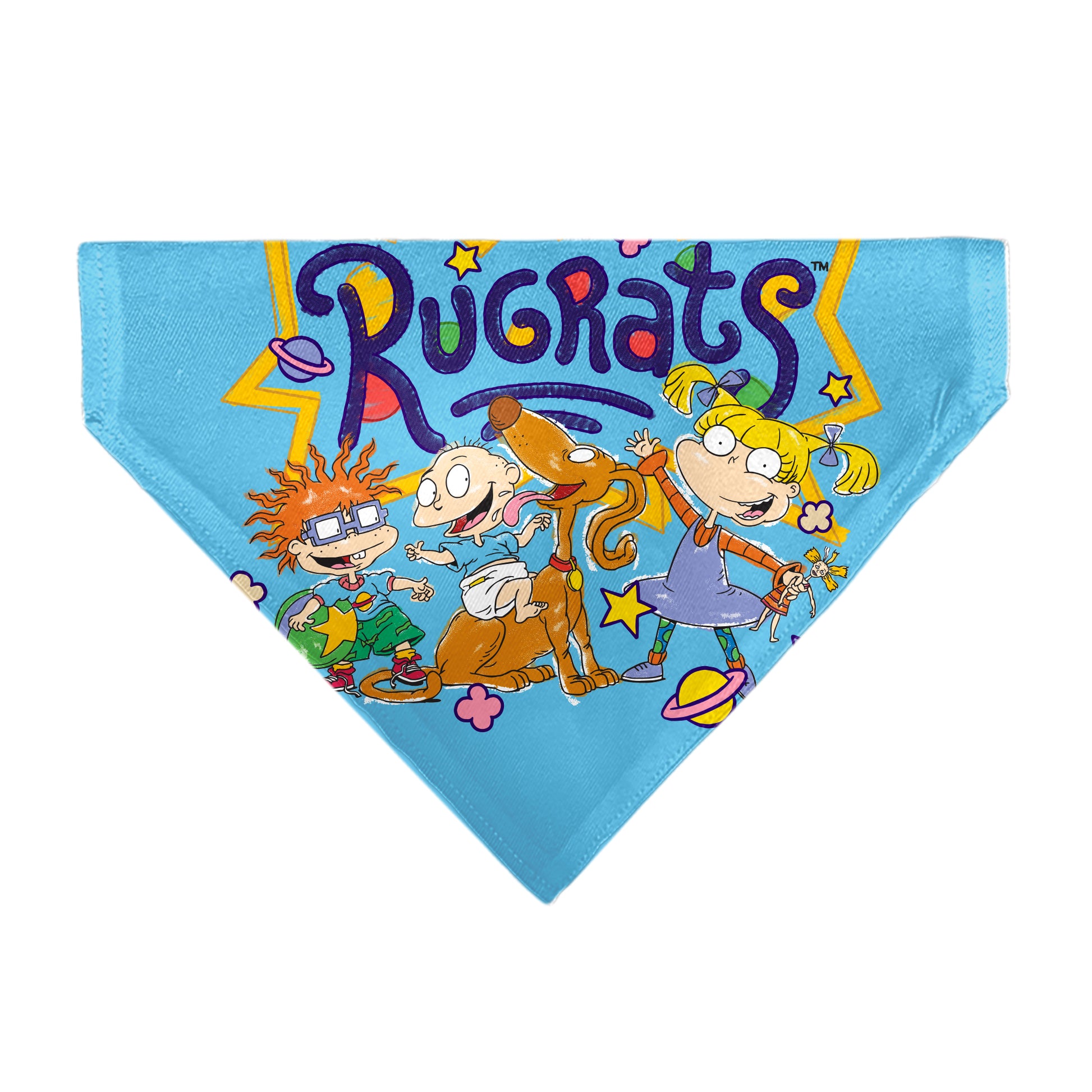 Pet Bandana - RUGRATS Four Character Group Pose and Title Logo Light Blue Pet Bandanas Rugrats