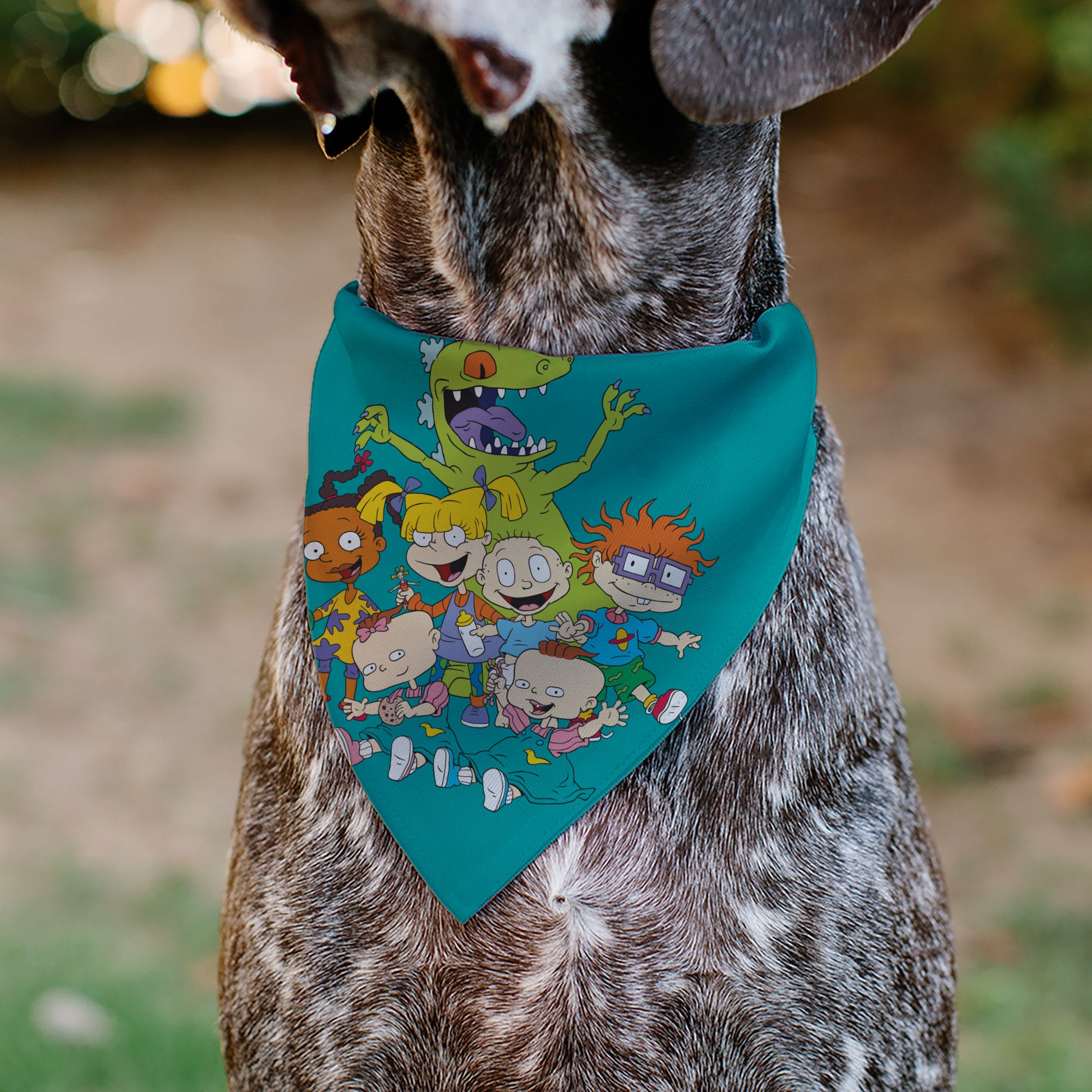 Pet Bandana - Rugrats Kids Group Pose and Title Logo Blue Pet Bandanas Rugrats