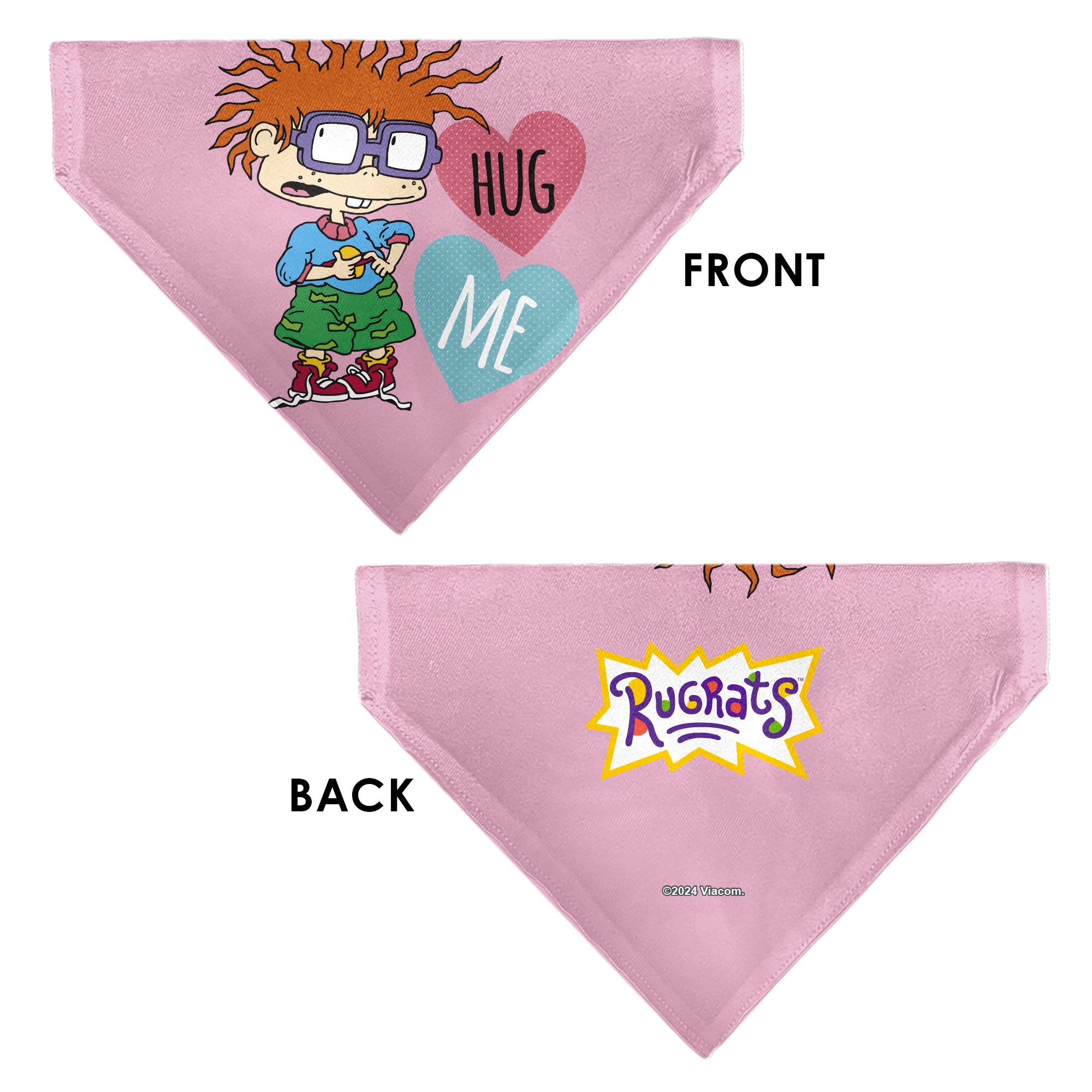 Pet Bandana - Rugrats Chuckie HUG ME Hearts Pose Pink Pet Bandanas Rugrats