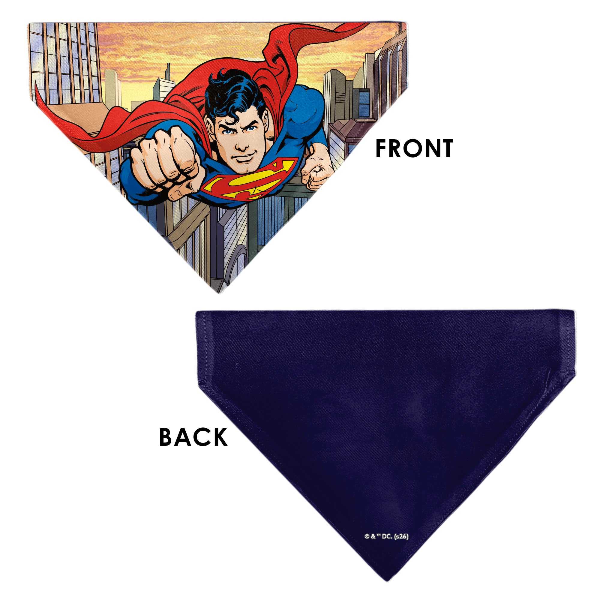 Pet Bandana - Superman Flying Action Cityscape Pose Pet Bandanas DC Comics
