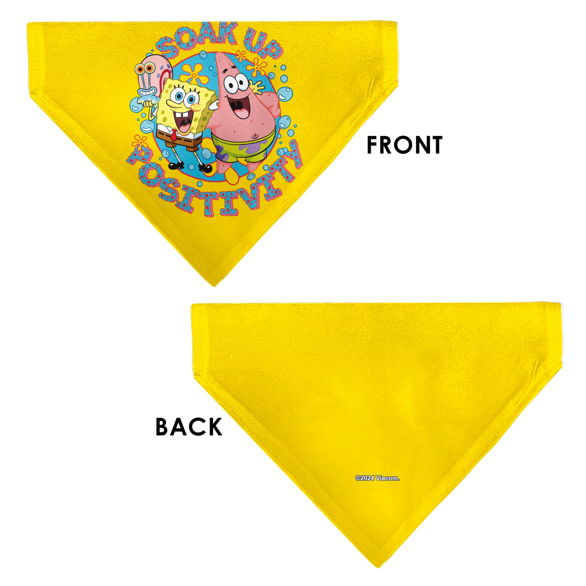 Pet Bandana - SpongeBob SquarePants and Friends SOAK UP POSITIVITY Pose Yellow Pet Bandanas SpongeBob SquarePants