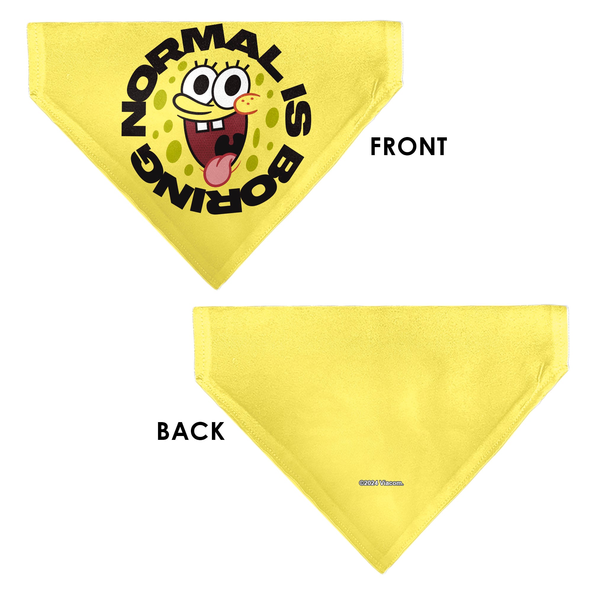 Pet Bandana - SpongeBob SquarePants NORMAL IS BORING Pose Yellows Pet Bandanas SpongeBob SquarePants
