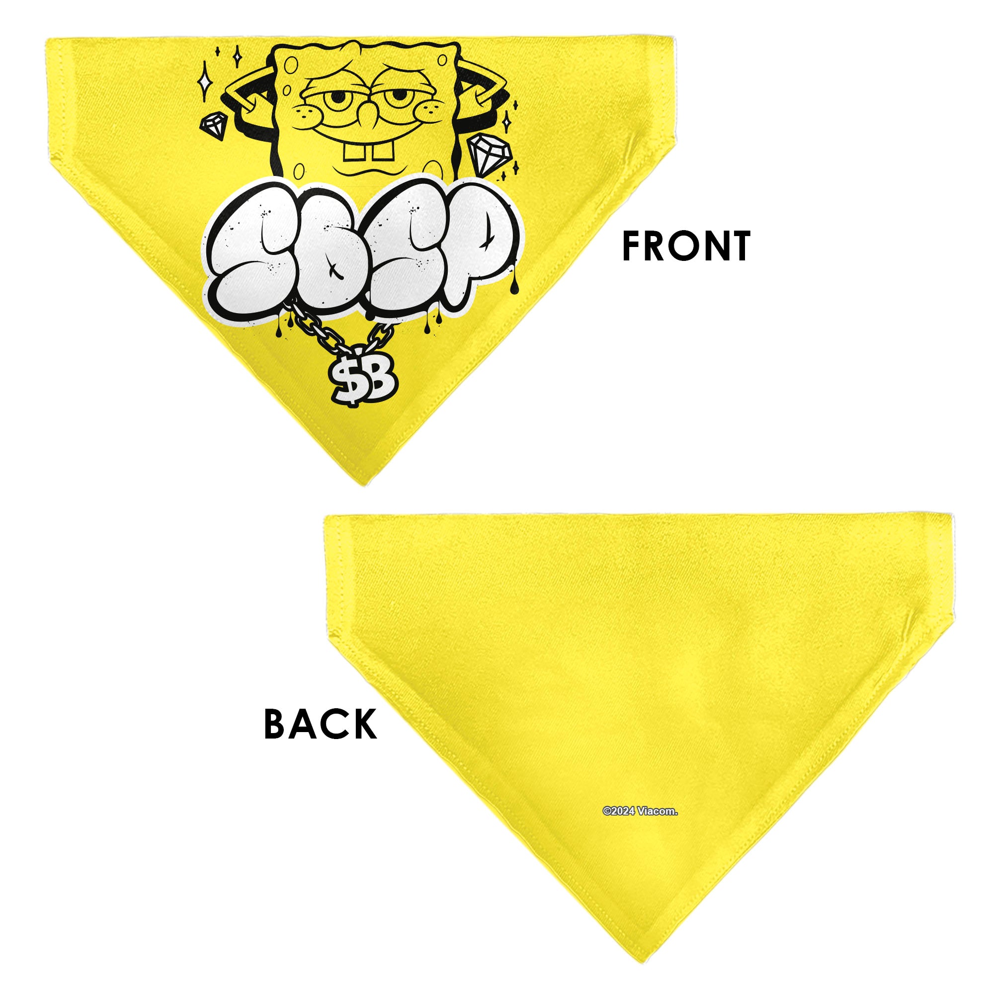 Pet Bandana - SpongeBob SquarePants SPSP $B Chain Pose Yellow Pet Bandanas SpongeBob SquarePants