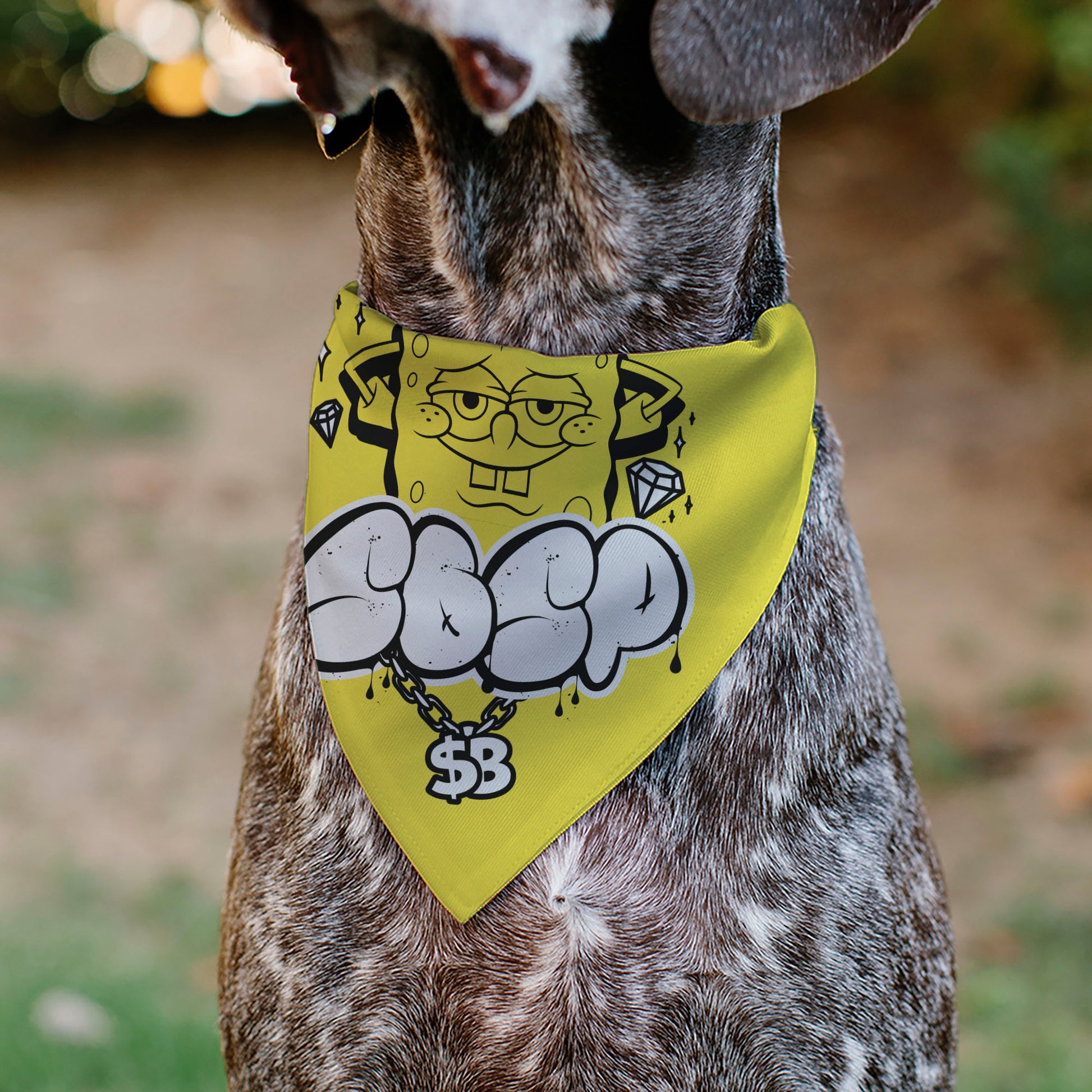 Pet Bandana - SpongeBob SquarePants SPSP $B Chain Pose Yellow Pet Bandanas SpongeBob SquarePants