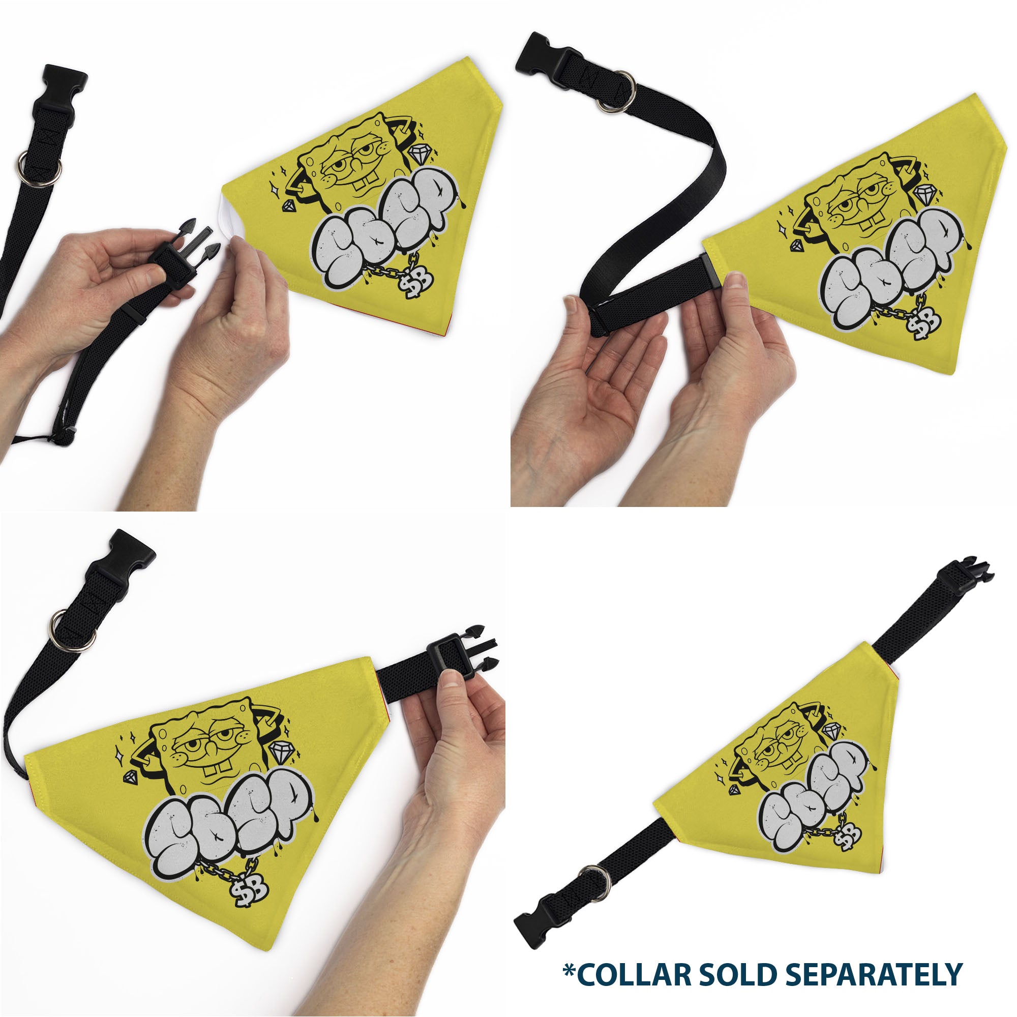 Pet Bandana - SpongeBob SquarePants SPSP $B Chain Pose Yellow Pet Bandanas SpongeBob SquarePants