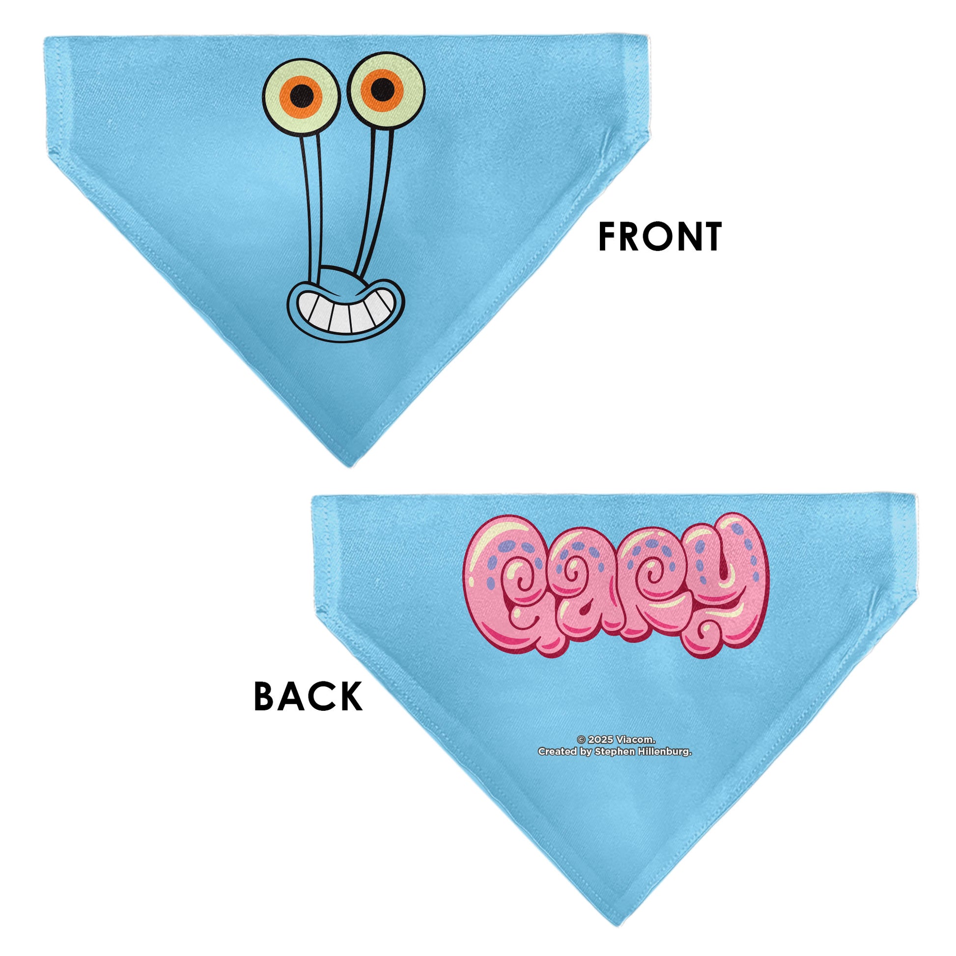 Pet Bandana - GARY the Snail Smiling Face Close-Up and Text Blue/Pinks Pet Bandanas SpongeBob SquarePants