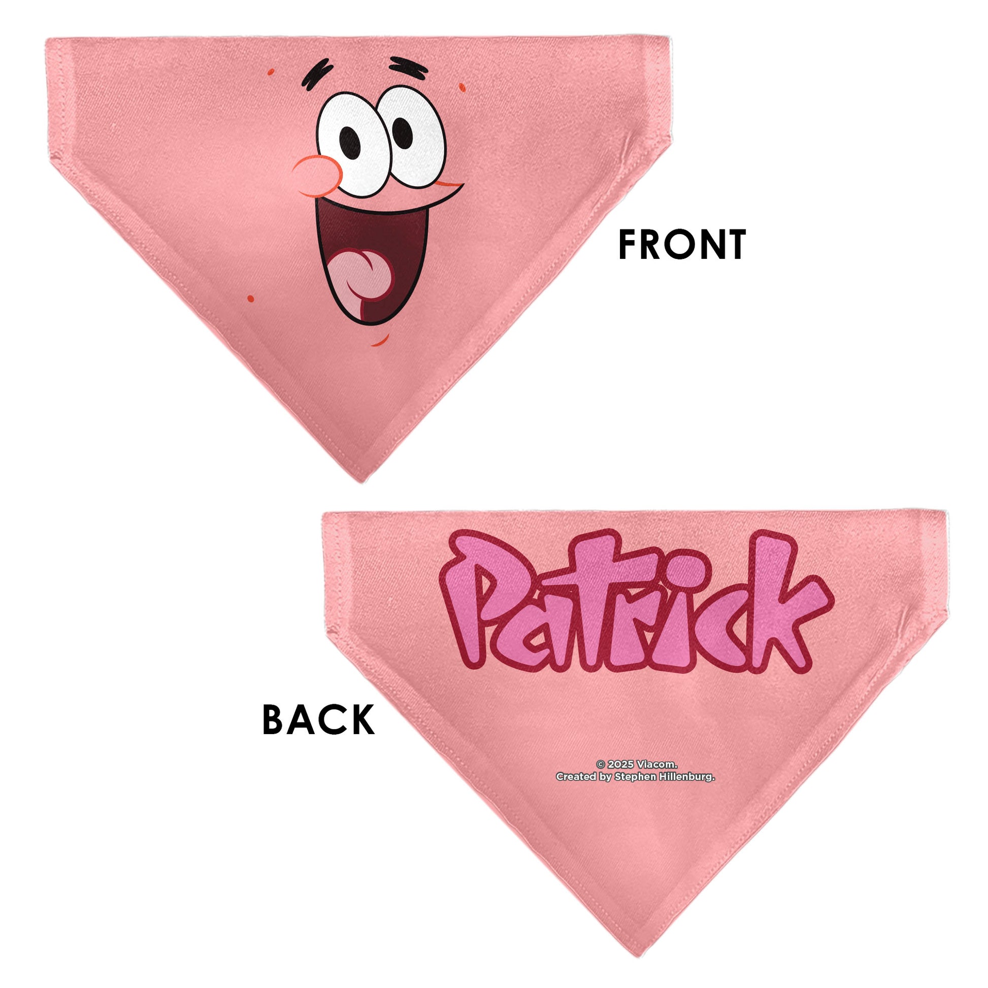 Pet Bandana - PATRICK Star Smiling Face Close-Up and Text Pinks/Reds Pet Bandanas SpongeBob SquarePants