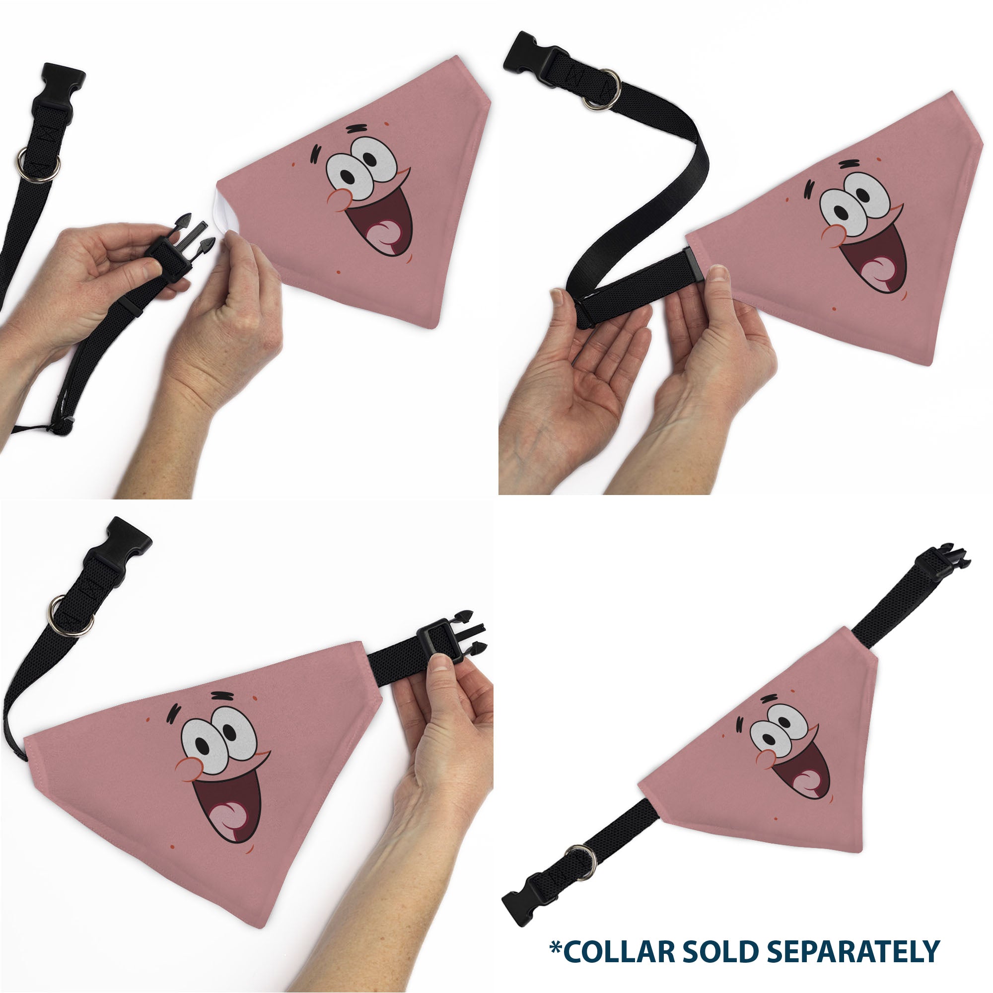 Pet Bandana - PATRICK Star Smiling Face Close-Up and Text Pinks/Reds Pet Bandanas SpongeBob SquarePants