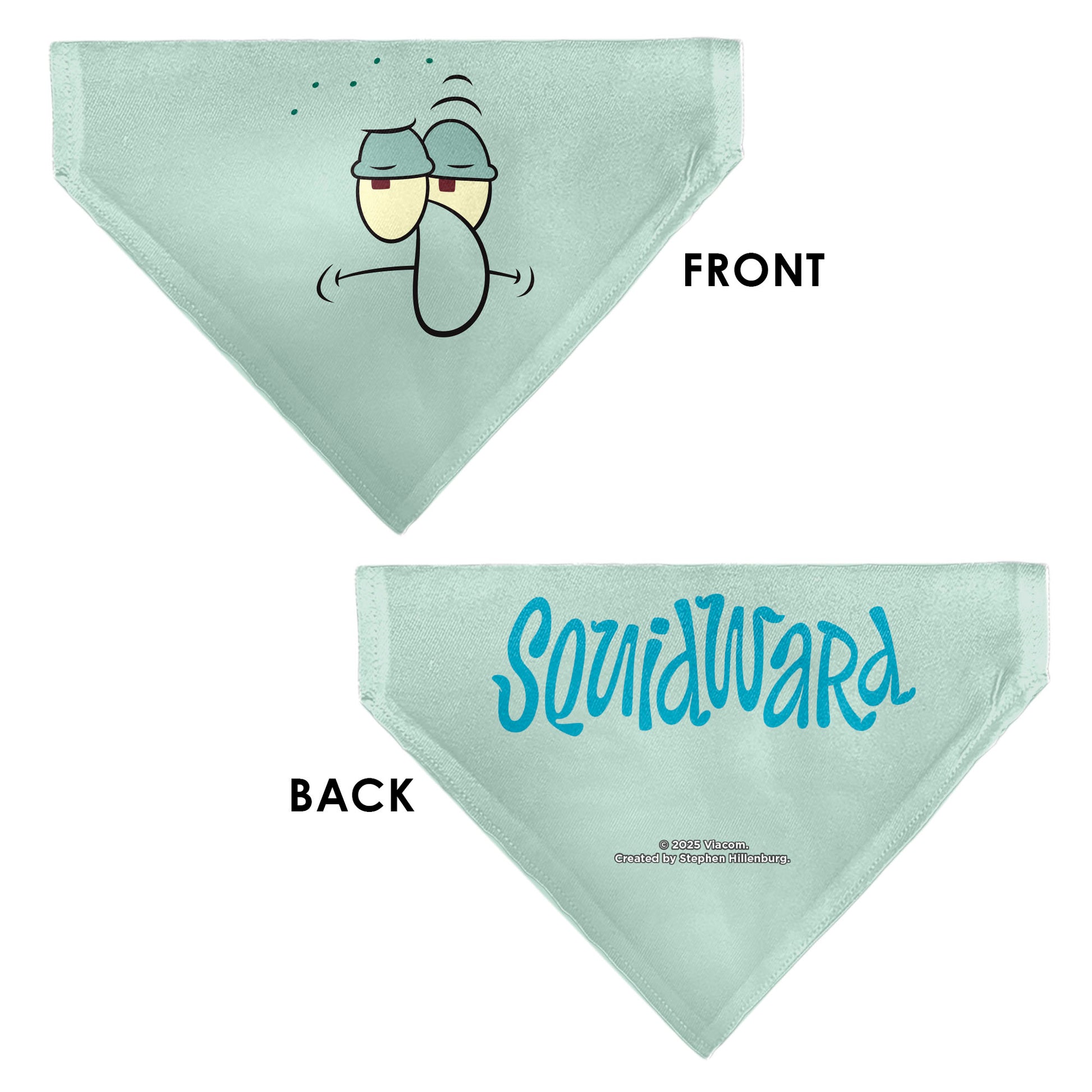 Pet Bandana - SQUIDWARD Frowning Face Close-Up and Text Blues Pet Bandanas SpongeBob SquarePants