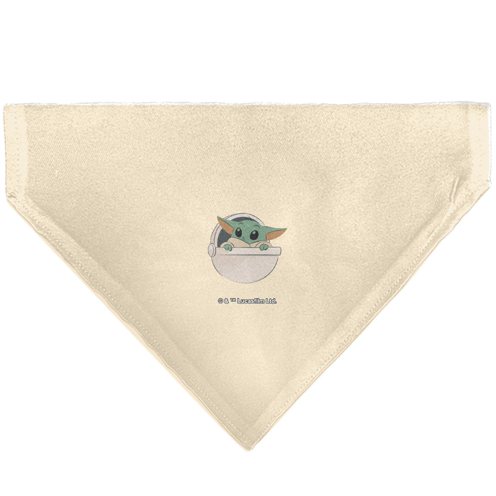 Pet Bandana - Star Wars The Mandalorian THE FORCE IS STRONG Grogu Pod Pose Beige/Tans Pet Bandanas Star Wars