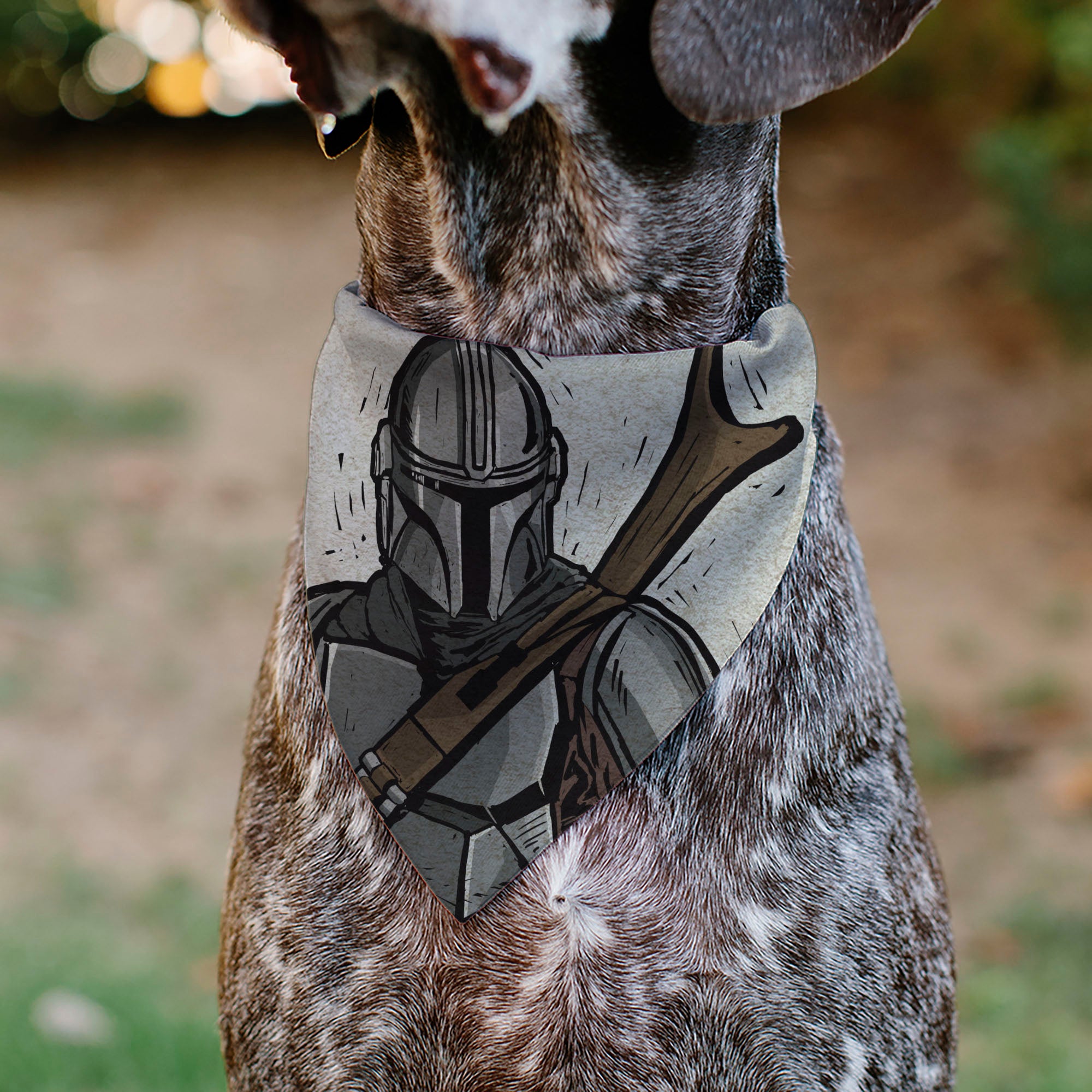 Pet Bandana - Star Wars The Madalorian Impression Painting Beige Pet Bandanas Star Wars