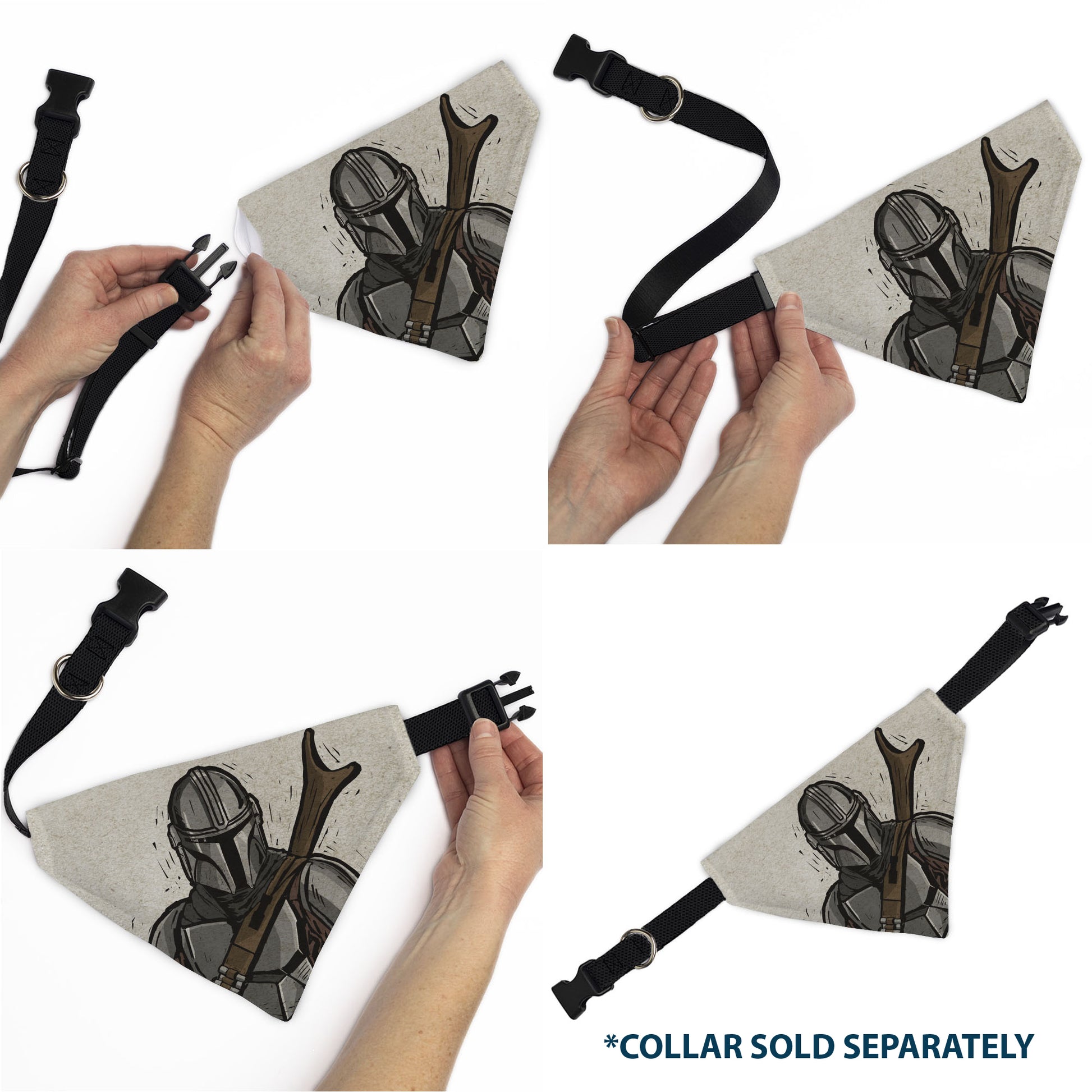 Pet Bandana - Star Wars The Madalorian Impression Painting Beige Pet Bandanas Star Wars