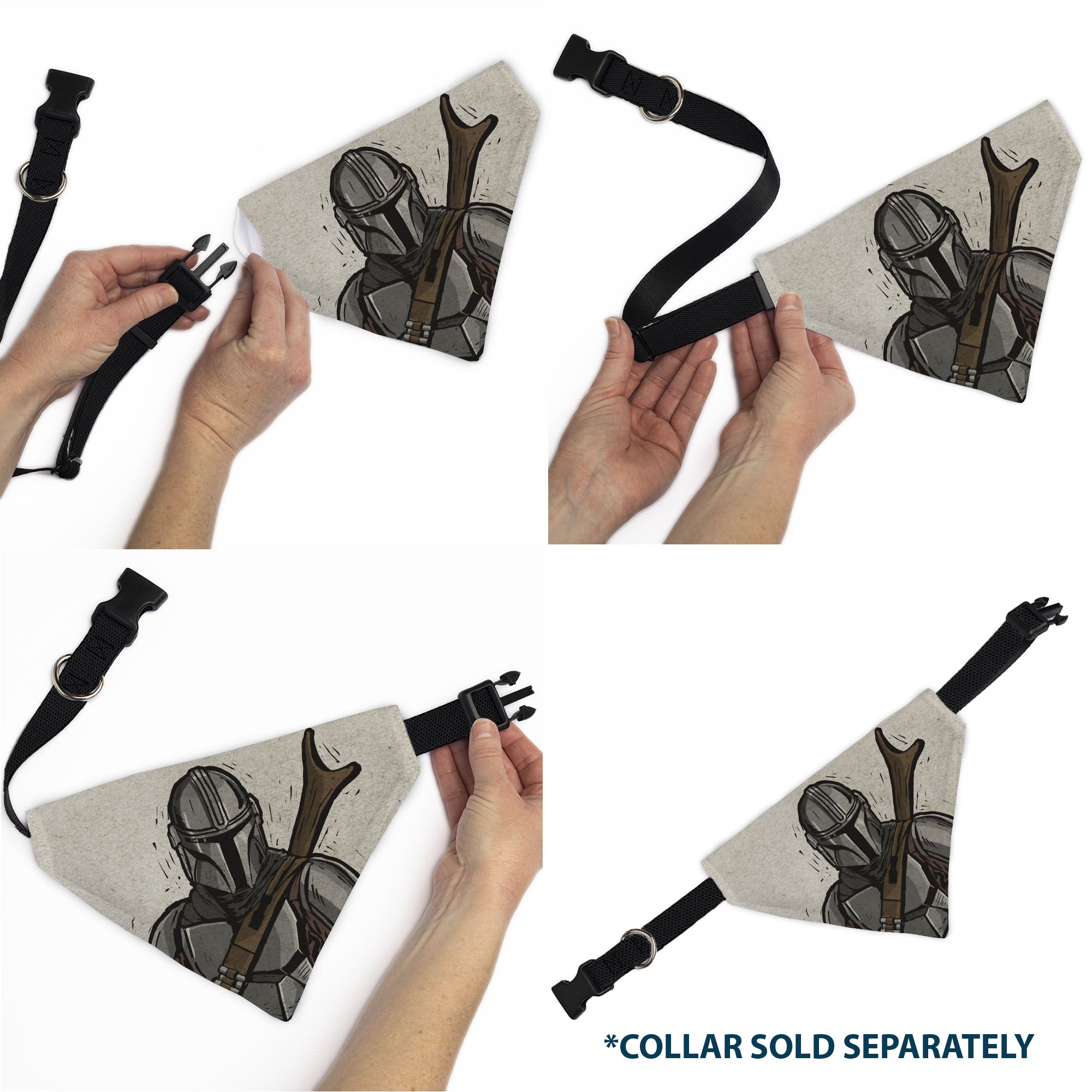 Pet Bandana - Star Wars The Madalorian Impression Painting Beige Pet Bandanas Star Wars