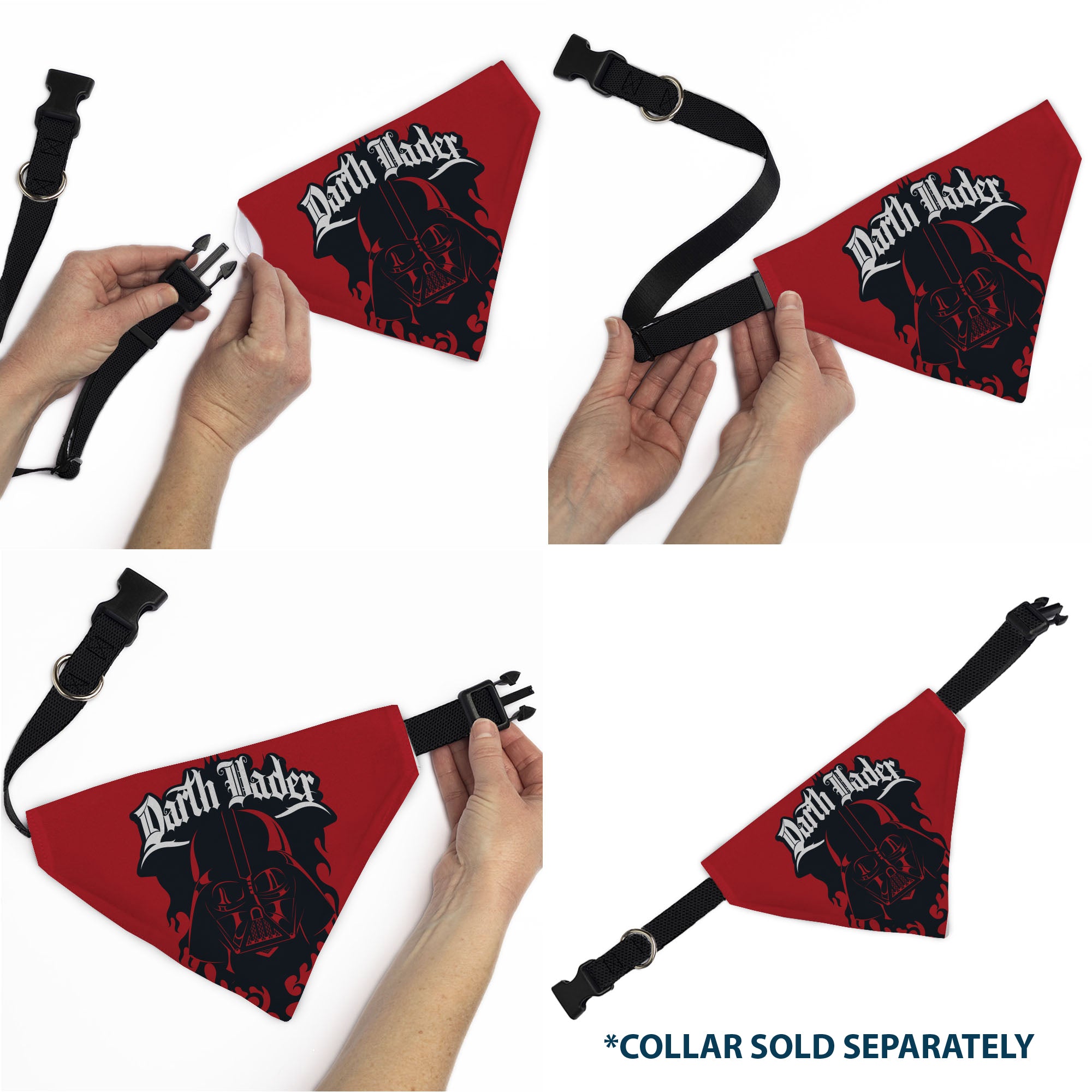 Pet Bandana - Star Wars DARTH VADER Face and Text Flame Red/Black/White Pet Bandanas Star Wars