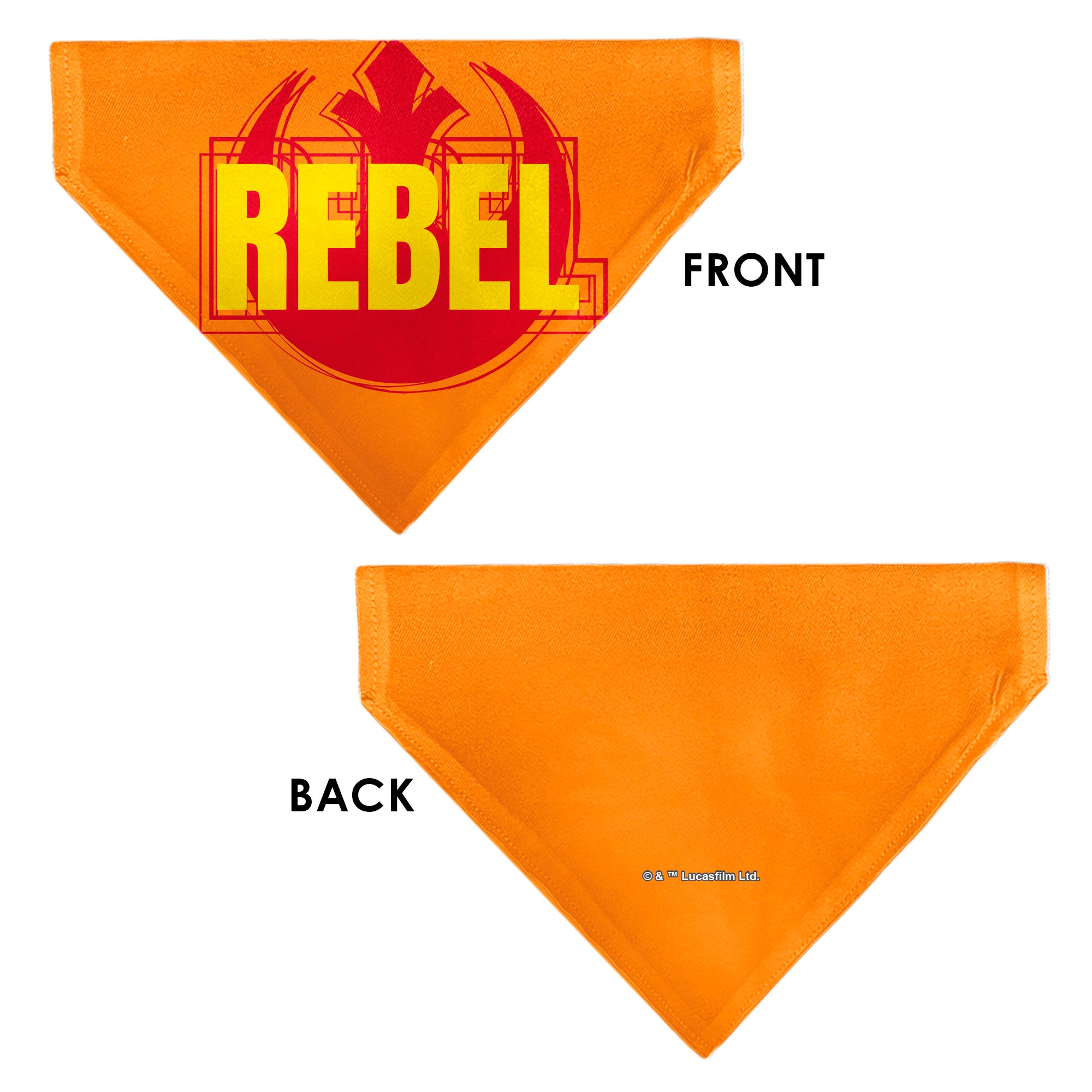 Pet Bandana - Star Wars REBEL Text and Rebel Alliance Insignia Orange/Red/Yellow Pet Bandanas Star Wars