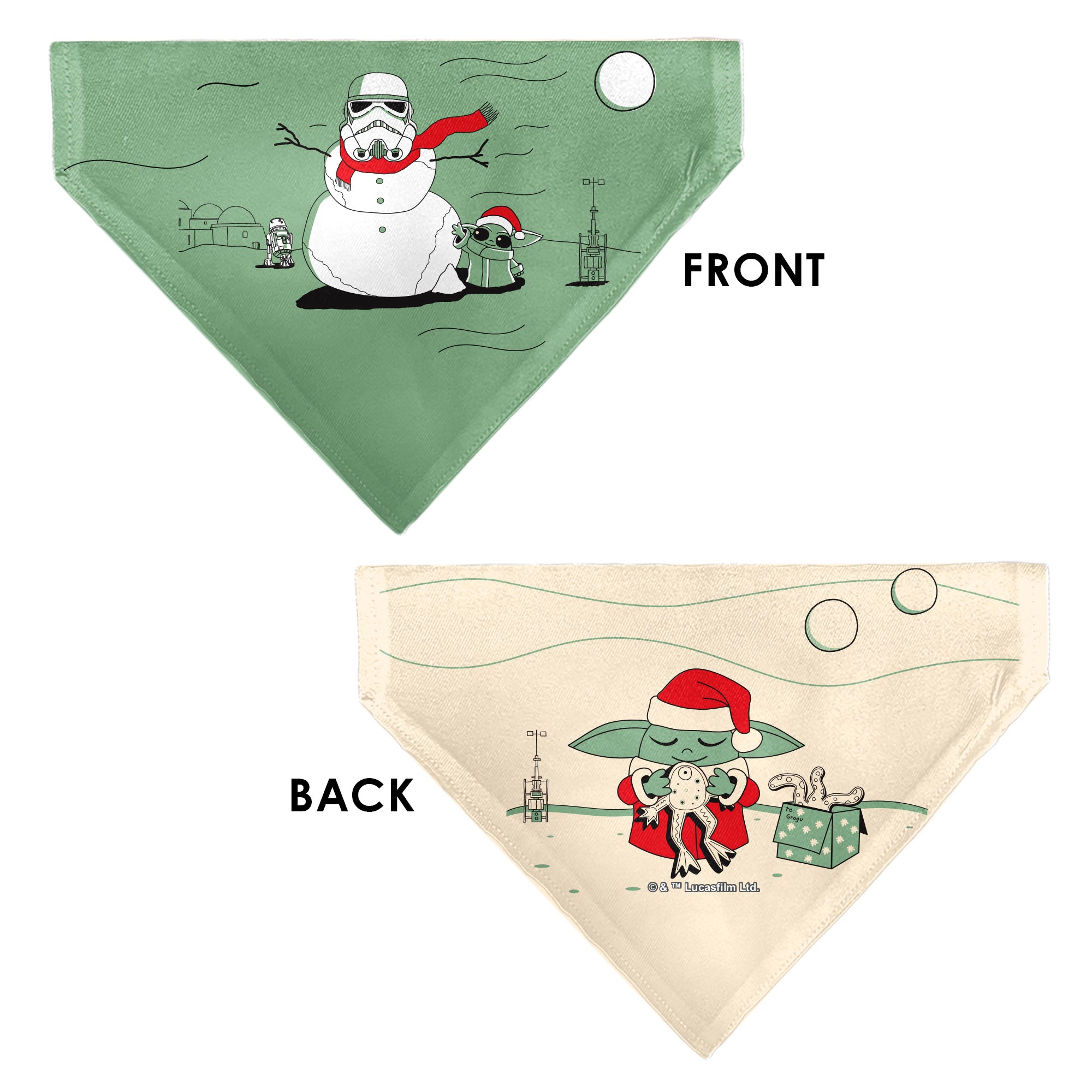 Pet Bandana - Star Wars Holiday Grogu Baby Yoga Santa Claus Scenes Pet Bandanas Star Wars