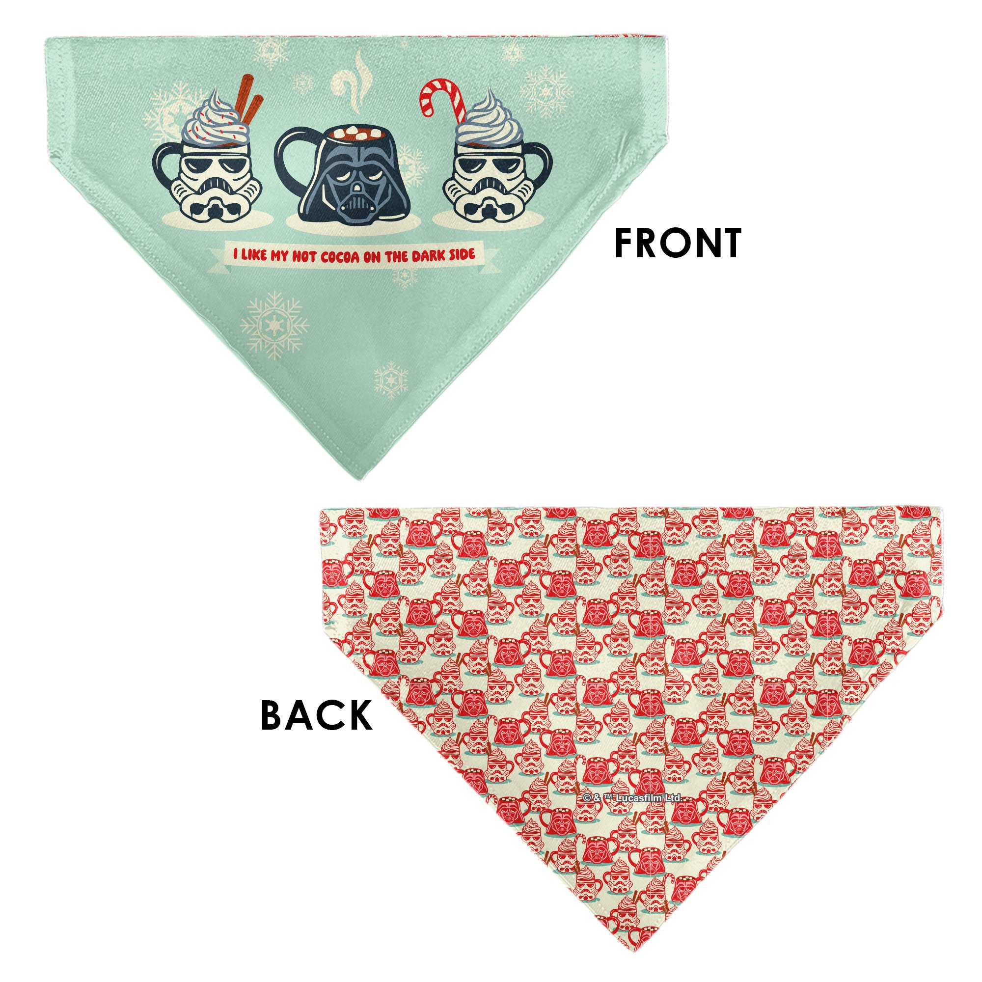 Pet Bandana - Star Wars Holiday HOT COCOA Quote Vader and Stormtrooper Mugs Pet Bandanas Star Wars