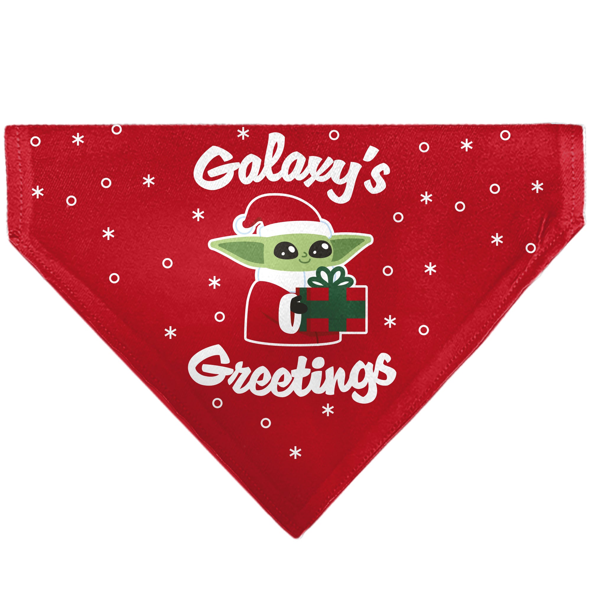 Pet Bandana - Star Wars Holiday Grogu Baby Yoga GALAXY GREETING'S Pose and Icons Red Pet Bandanas Star Wars