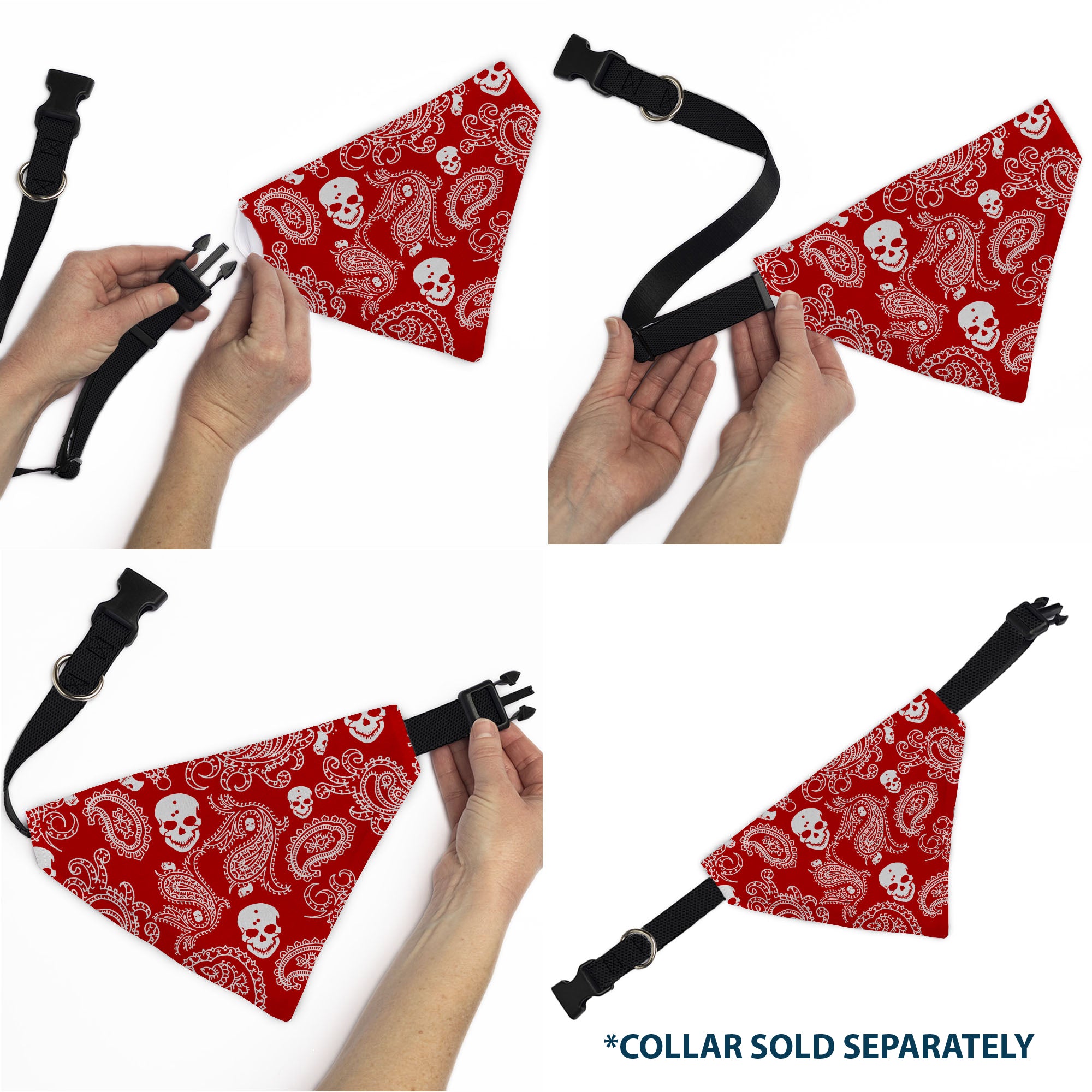 Pet Bandana - Bandana/Skulls Red/White Pet Bandanas Buckle-Down
