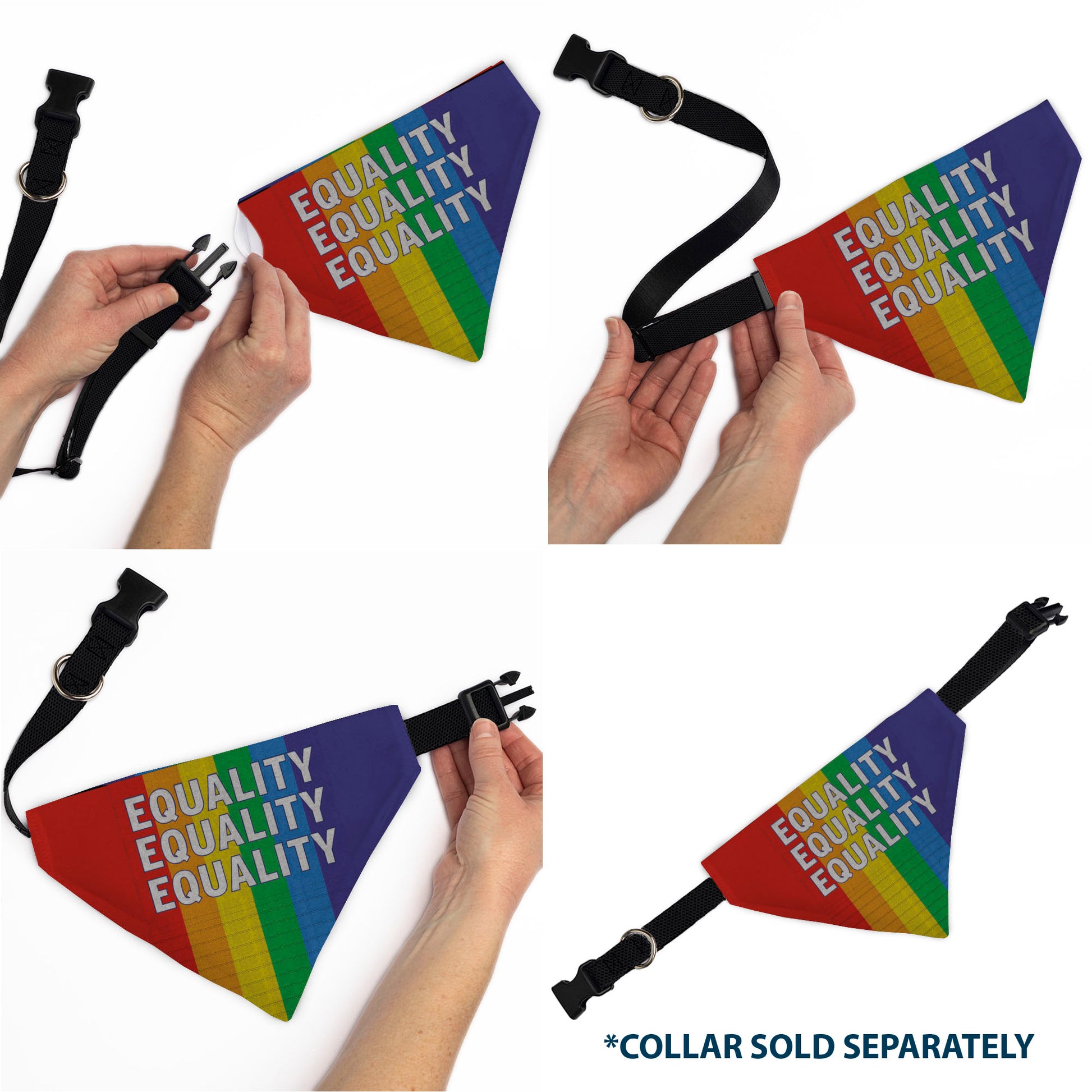 Pet Bandana - EQUALITY Blocks Rainbow/Blue/White Pet Bandanas Buckle-Down