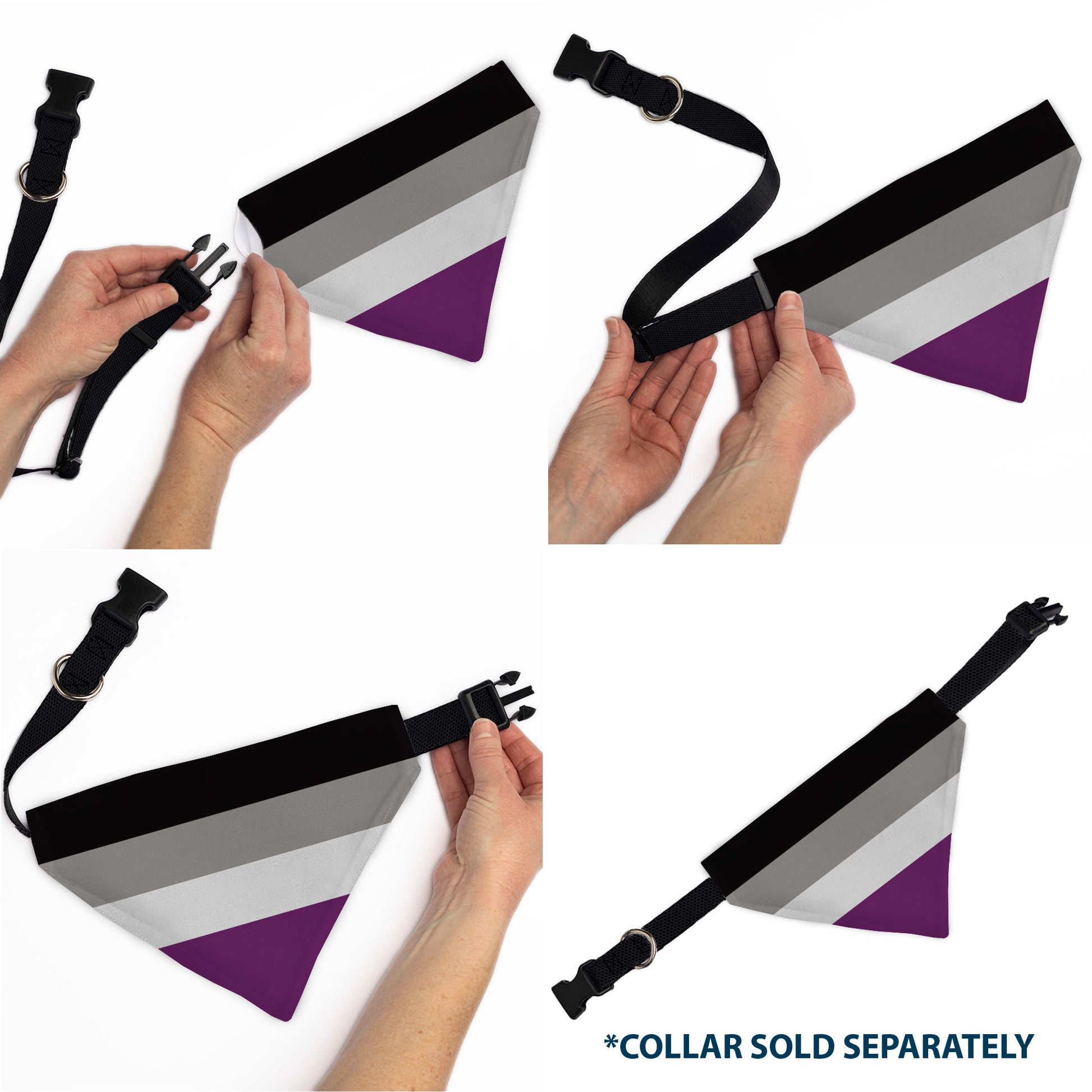 Pet Bandana - Flag Asexual Black/Gray/White/Purple Pet Bandanas Buckle-Down