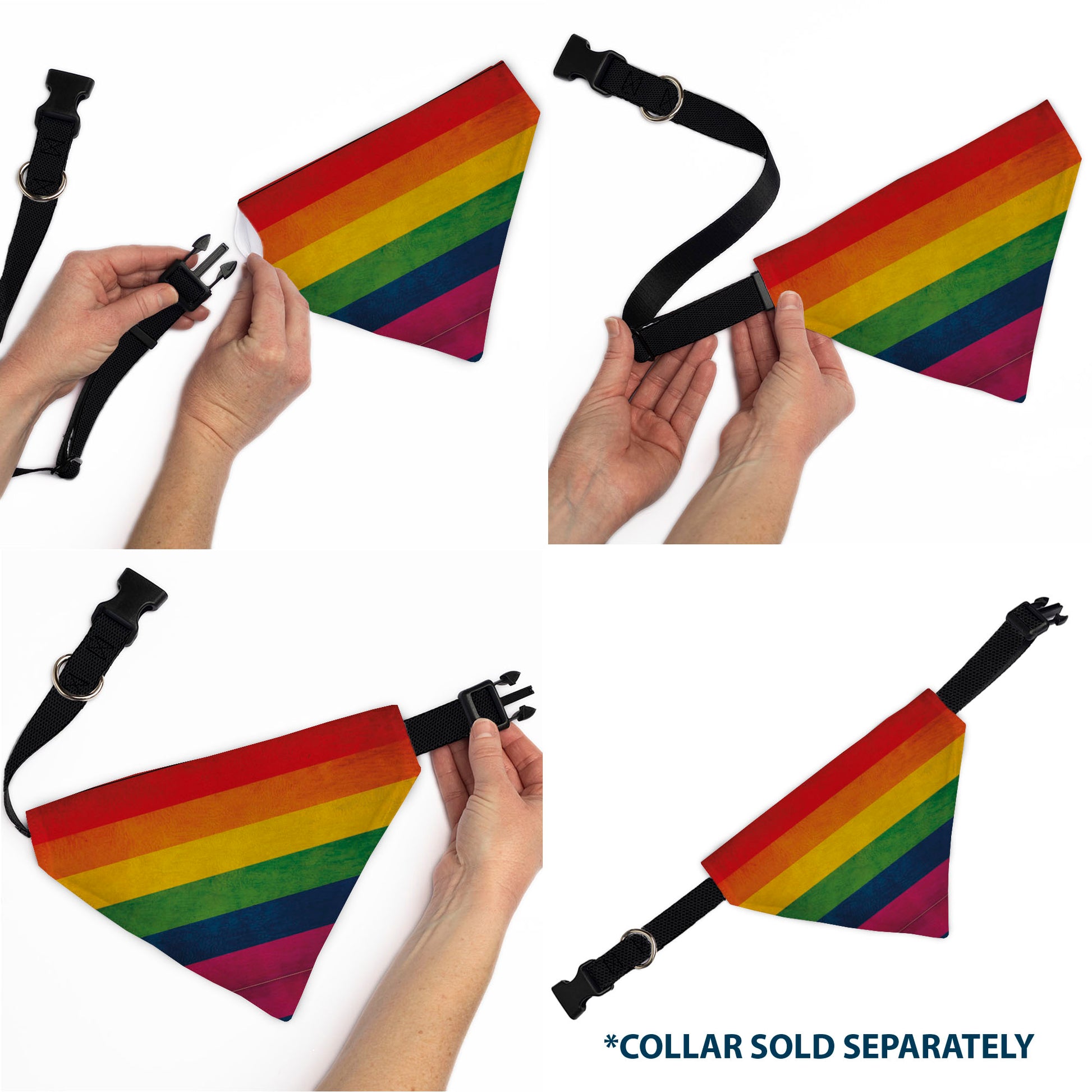 Pet Bandana - Flag Pride Distressed Rainbow Pet Bandanas Buckle-Down
