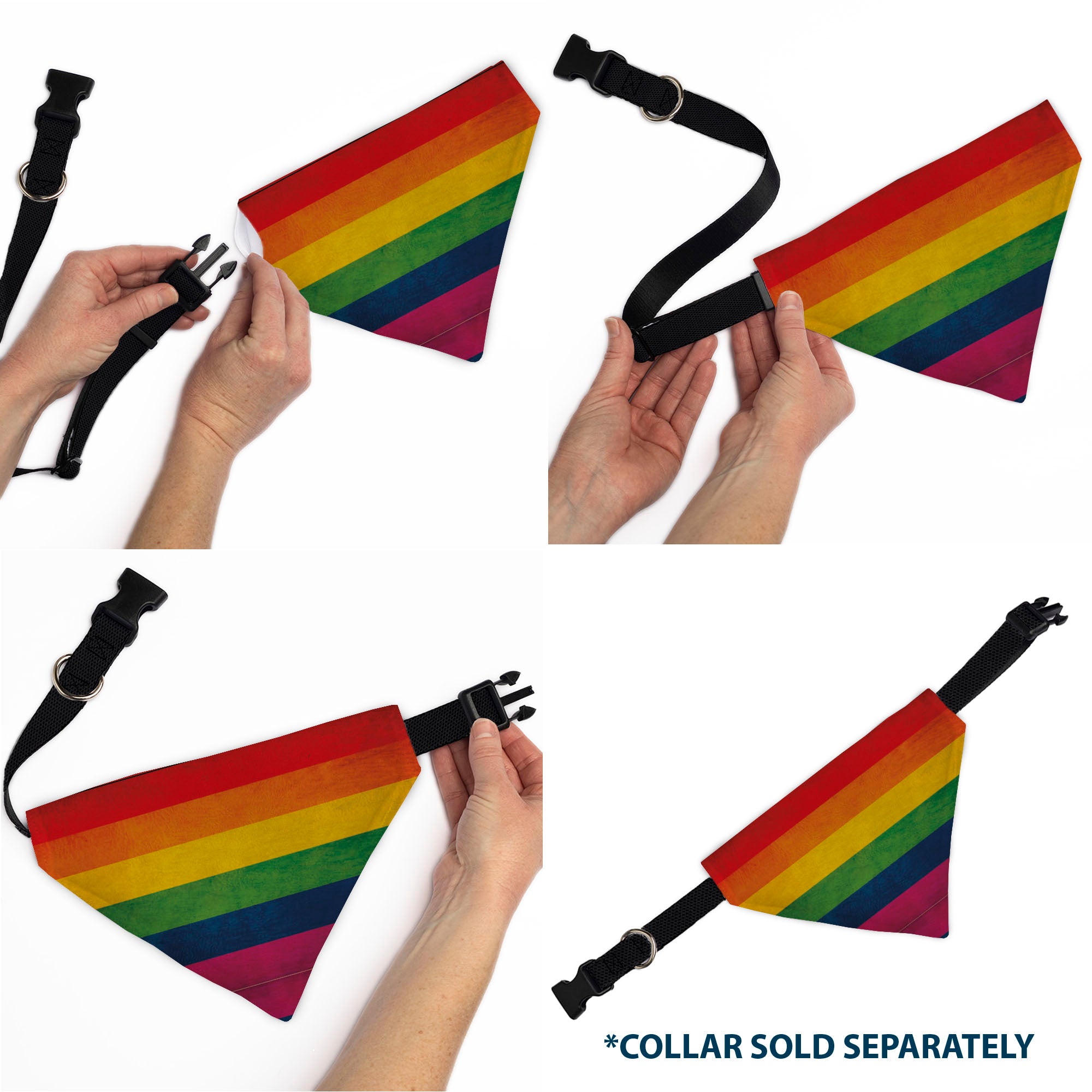Pet Bandana - Flag Pride Distressed Rainbow Pet Bandanas Buckle-Down