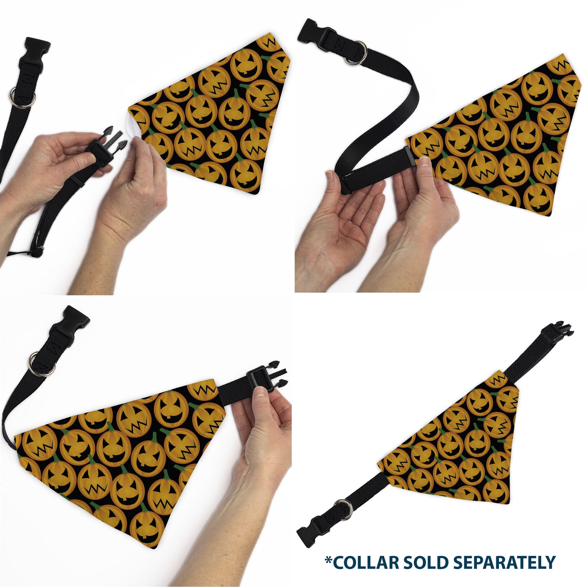 Pet Bandana - Jack-o'-Lantern Collage Black Pet Bandanas Buckle-Down