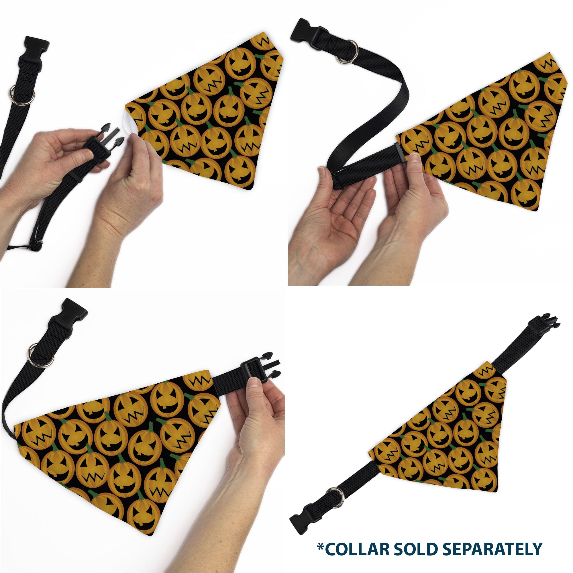 Pet Bandana - Jack-o'-Lantern Collage Black Pet Bandanas Buckle-Down
