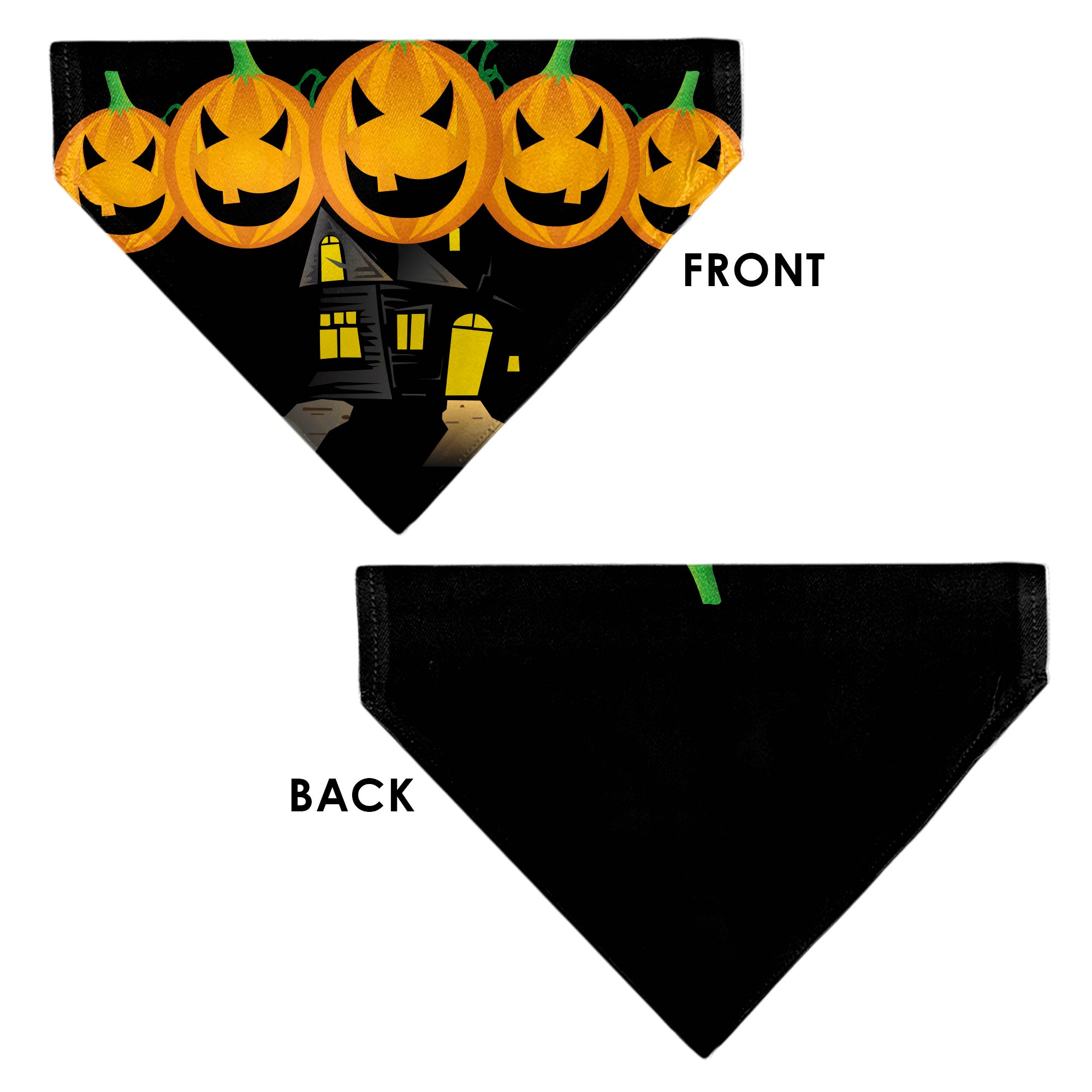 Pet Bandana - Jack-o'-Lanterns/Haunted House Black/Yellow Pet Bandanas Buckle-Down