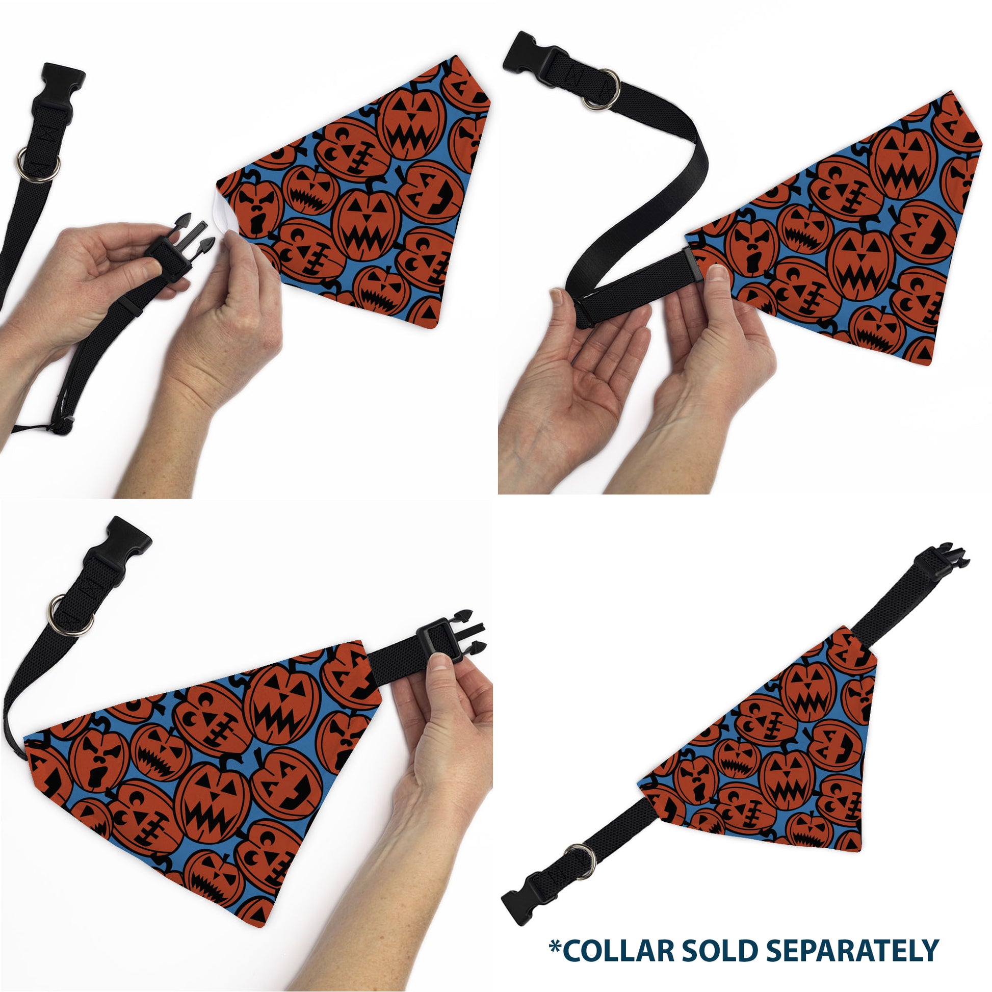 Pet Bandana - Jack-o'-Lanterns Blue Pet Bandanas Buckle-Down