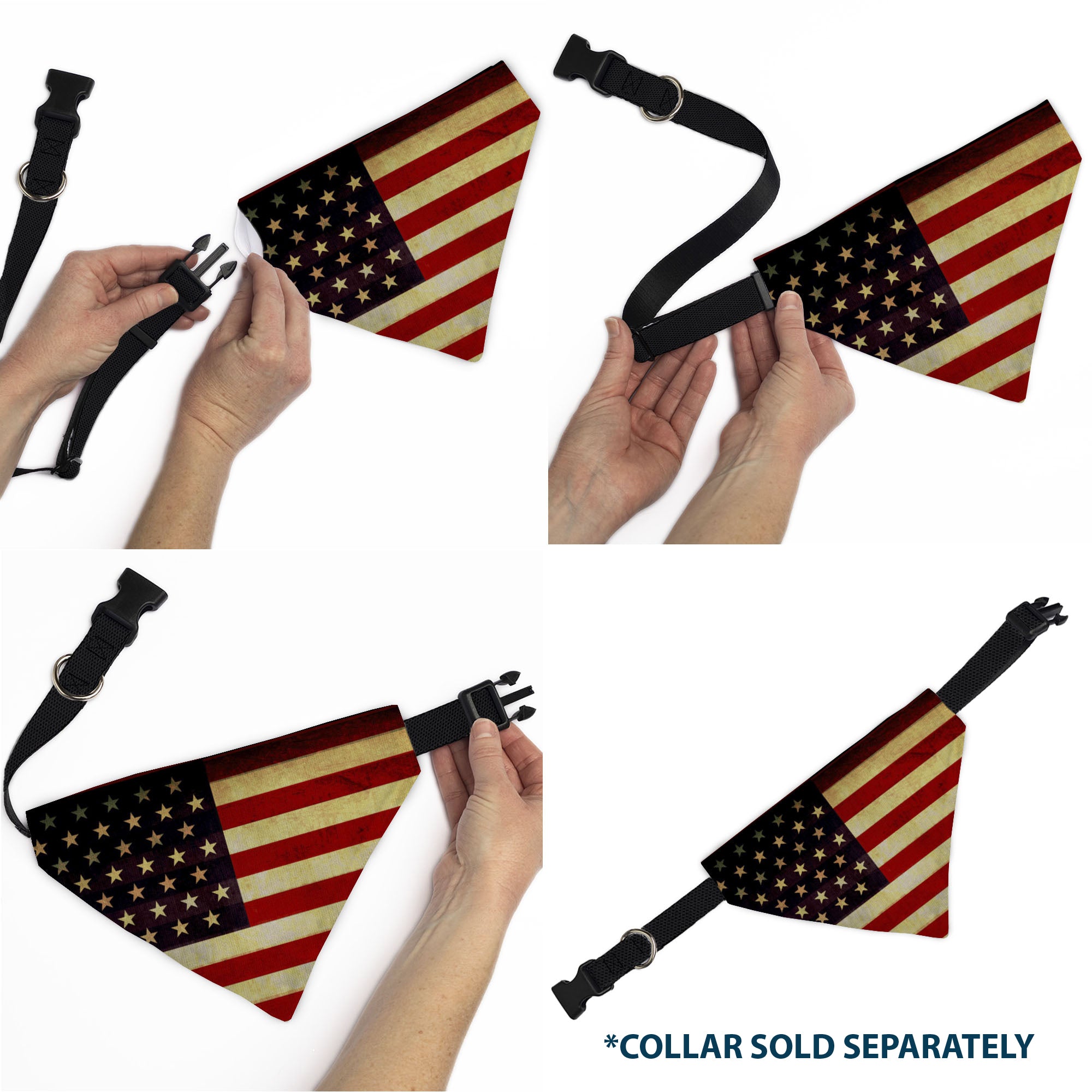 Pet Bandana - Vintage US Flag Repeat Pet Bandanas Buckle-Down