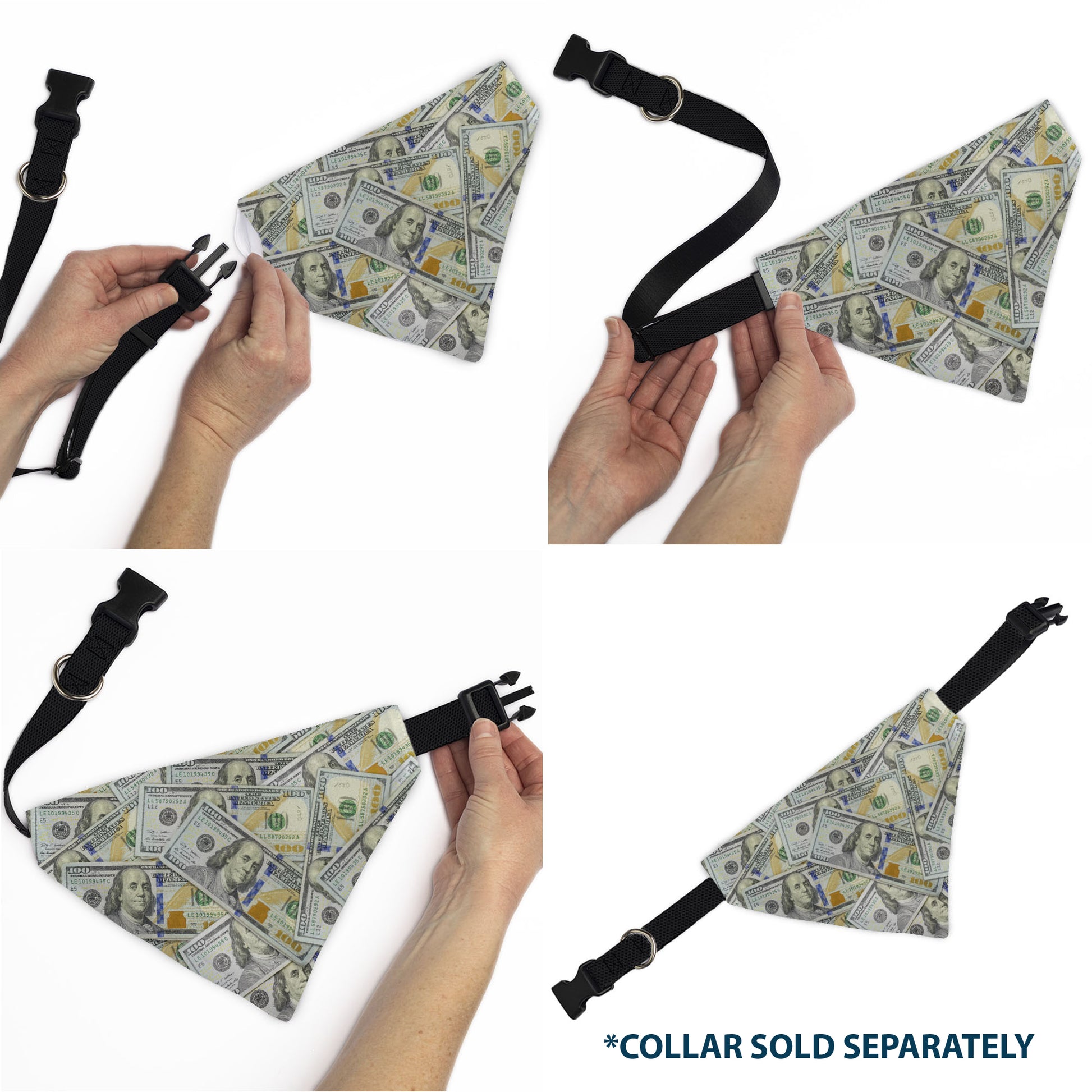 Pet Bandana - Vivid 100 Dollar Bills Stacked Pet Bandanas Buckle-Down