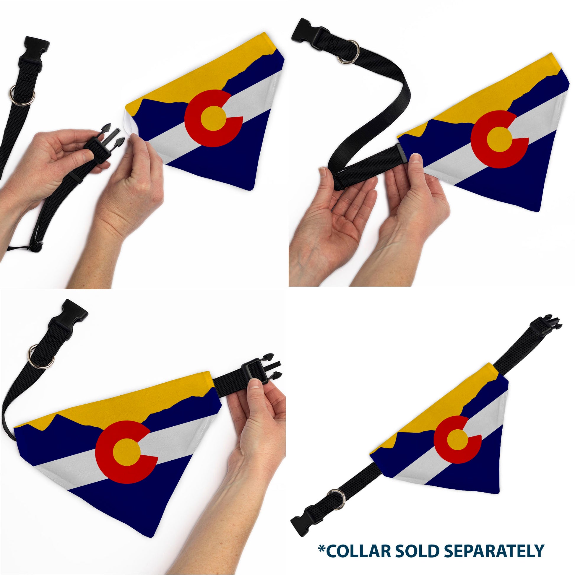 Pet Bandana - Colorado Flag/Mountain Silhouette Yellow Pet Bandanas Buckle-Down