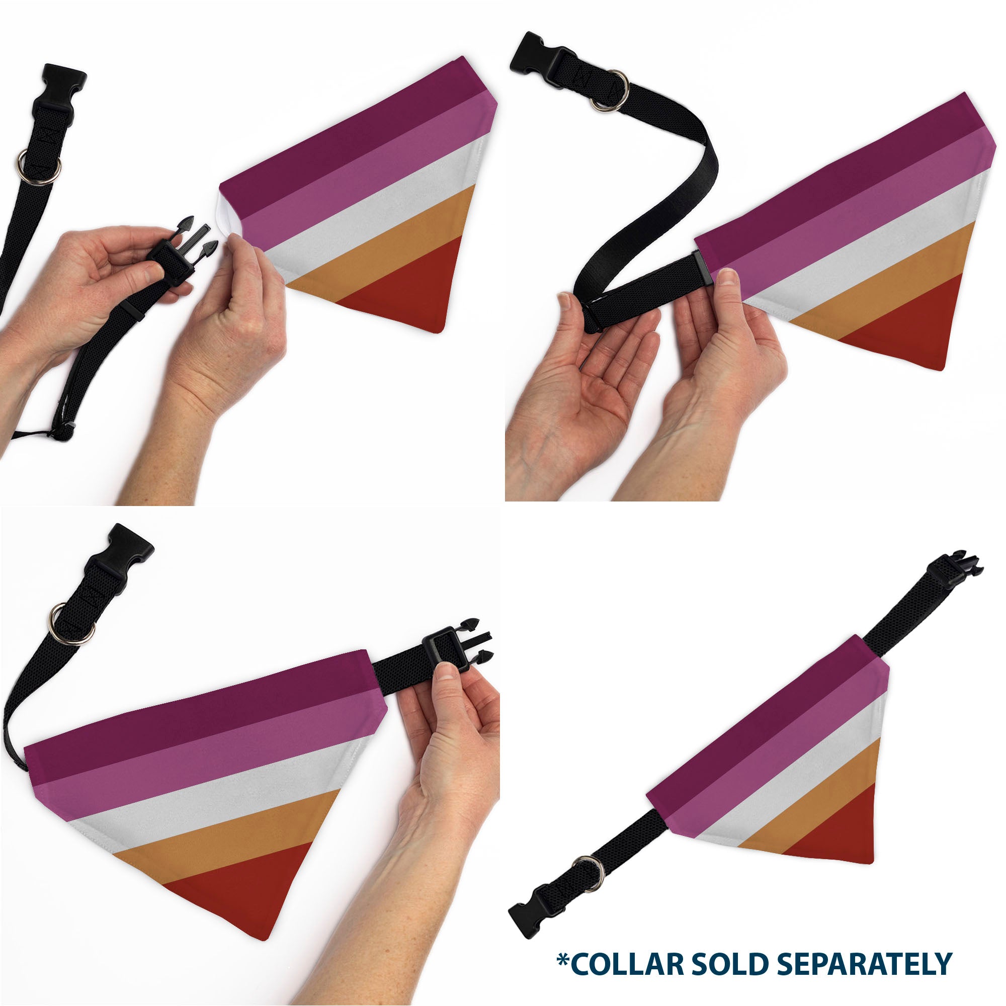 Pet Bandana - Flag Lesbian Five Stripe Oranges/White/Pinks Pet Bandanas Buckle-Down