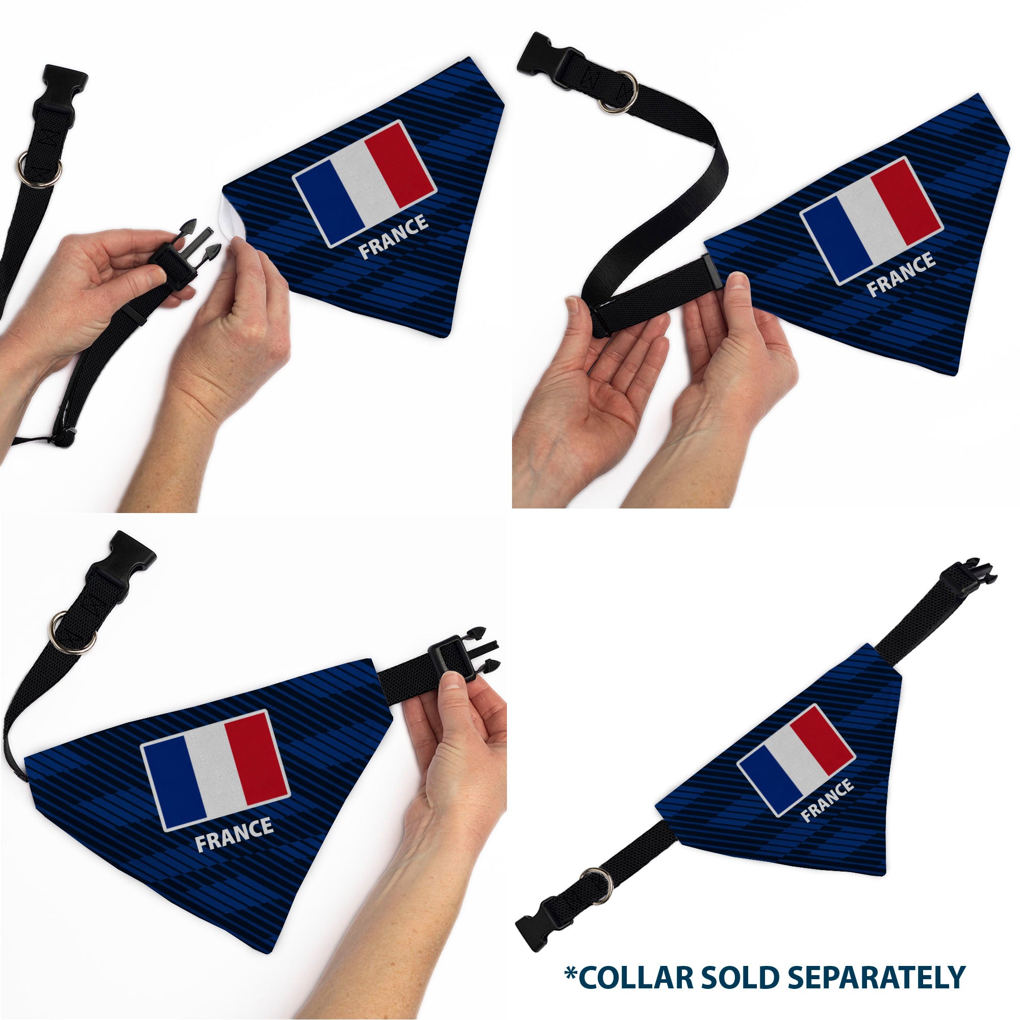 Pet Bandana - Global Soccer Cup Series France Spirit Flag Pet Bandanas Buckle-Down