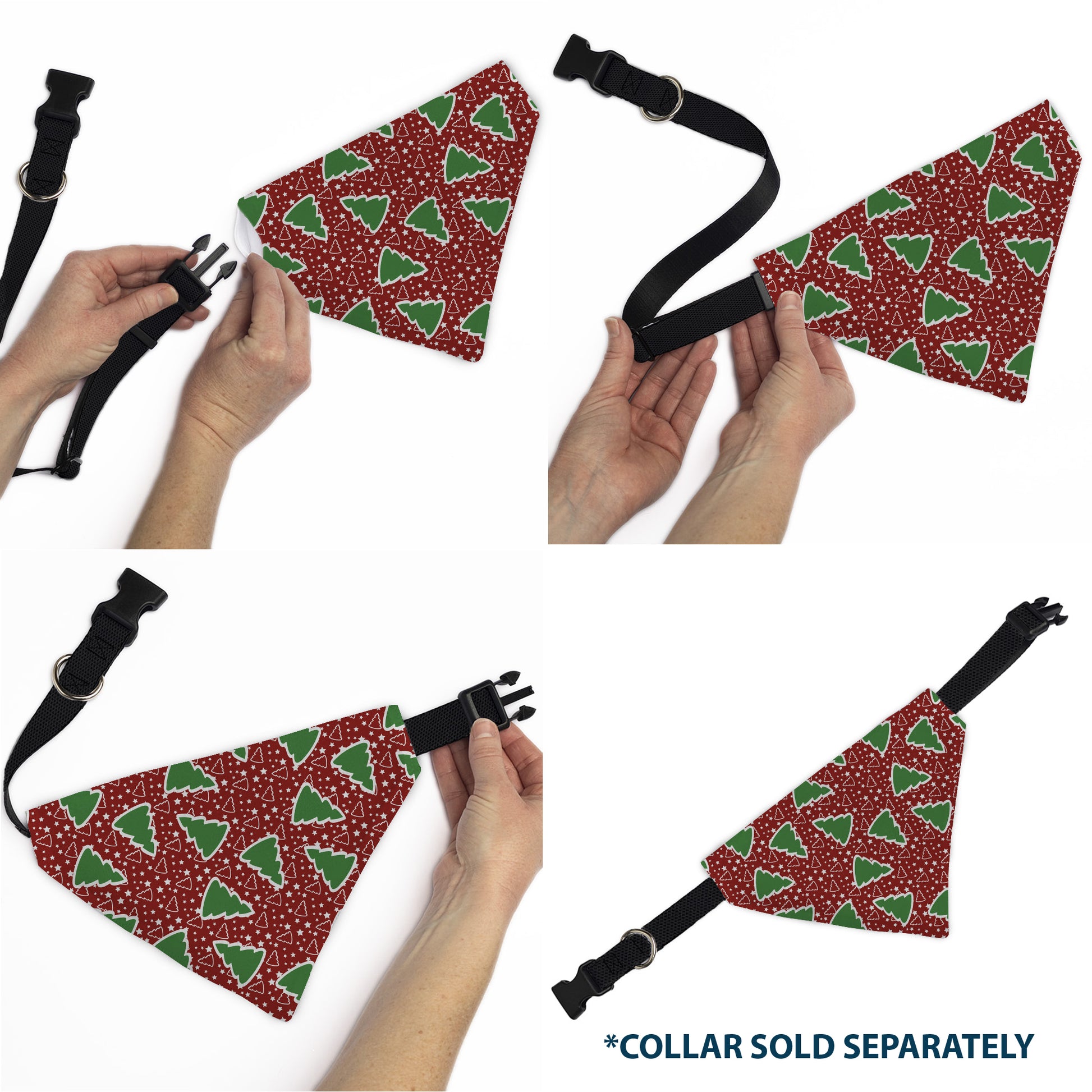 Pet Bandana - Christmas Trees/Stars Red/White/Green Pet Bandanas Buckle-Down